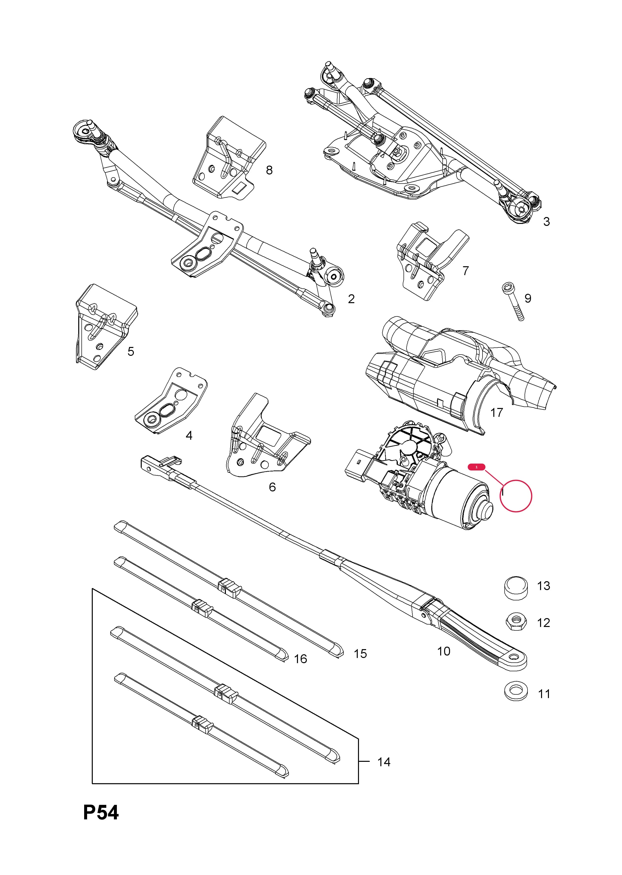 MOTOR,ASSY.,WINDSCREEN WIPER — Opel  ASTRA-H ( 2004 - ) — P ELECTRICAL › 11 BODY