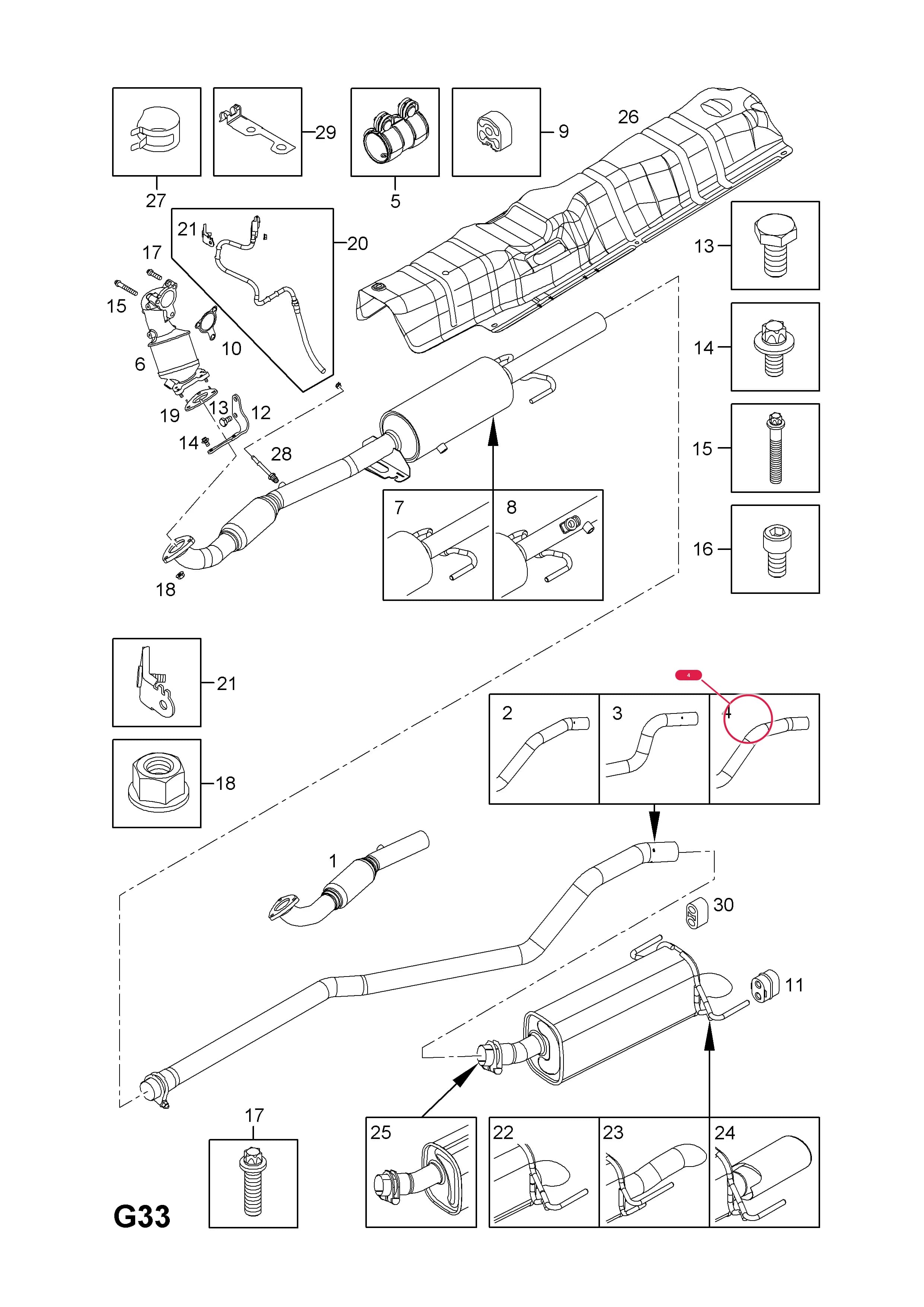 PIPE,EXHAUST,FRONT (IDENT AALW) — Opel  ASTRA-H ( 2004 - ) — G FUEL AND EXHAUST › 97.EXHAUST PIPE,SILENCER AND CATALYTIC CONVERTER