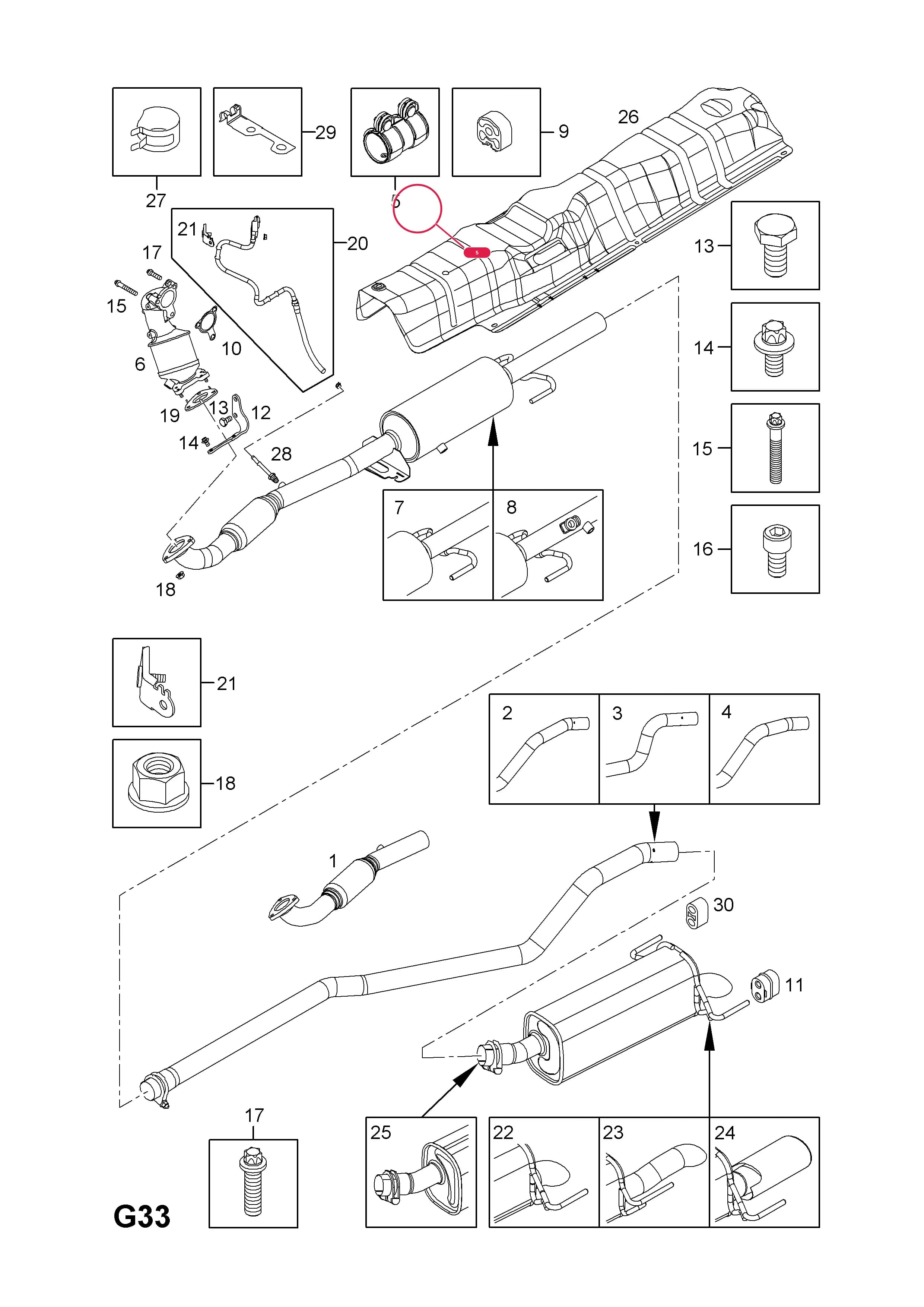 CLAMP,PIPE,EXHAUST,FRONT (NLS.- USE 13278368  8 52 569) — Opel  ASTRA-H ( 2004 - ) — G FUEL AND EXHAUST › 97.EXHAUST PIPE,SILENCER AND CATALYTIC CONVERTER