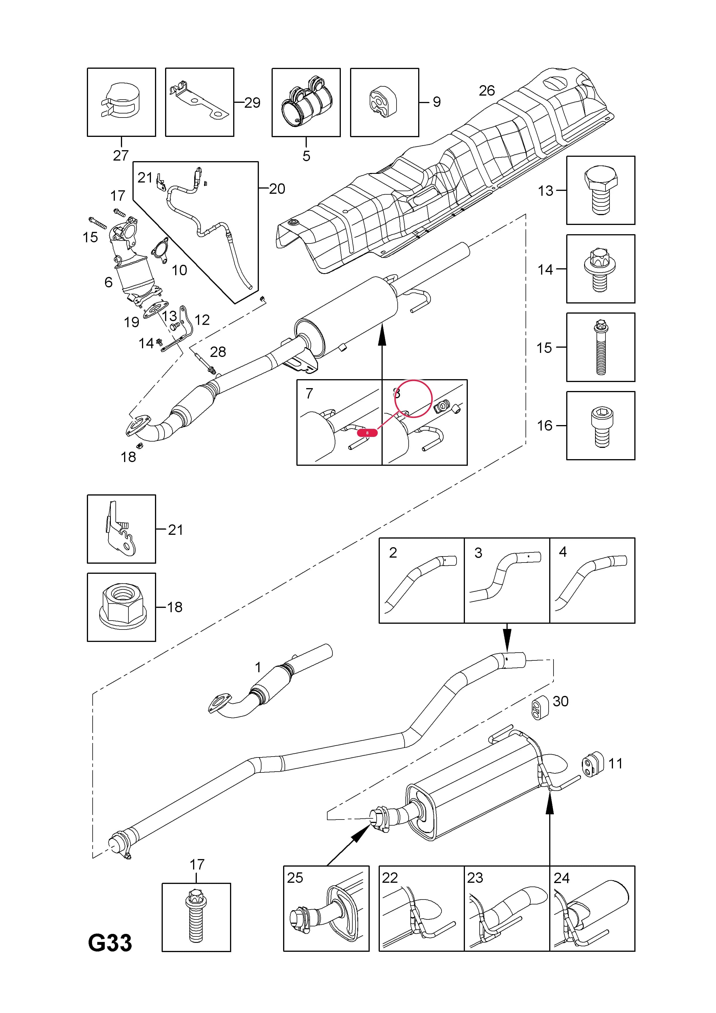 CONVERTER,ASSY.,CATALYTIC,WITH PARTICLE FILTER,FRONT,NEW EXCHANGE (EXCEPT VAUXHALL) (IDENT DY) (CORE RETURN NO. 95 08 030) — Opel  ASTRA-H ( 2004 - ) — G FUEL AND EXHAUST › 97.EXHAUST PIPE,SILENCER AND CATALYTIC CONVERTER