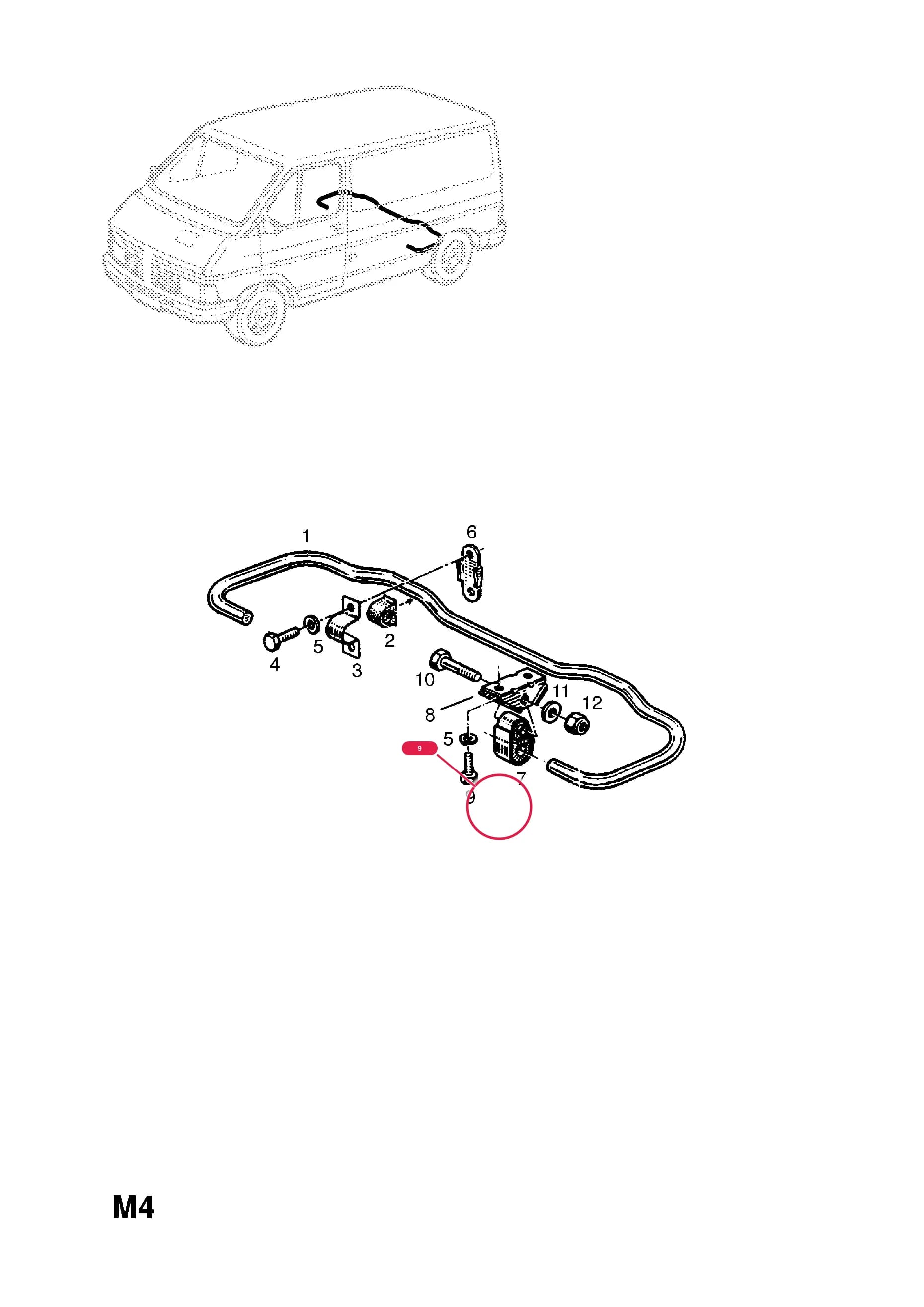 SCREW,FILL.HD.,REAR STABILIZER BRACKET TO UNDERBODY,RHD (NLS.- USE 93198255  44 34 076) — Opel  ARENA ( 1997 -  2001) — M REAR AXLE AND SUSPENSION › 7.PANEL VAN (TB)