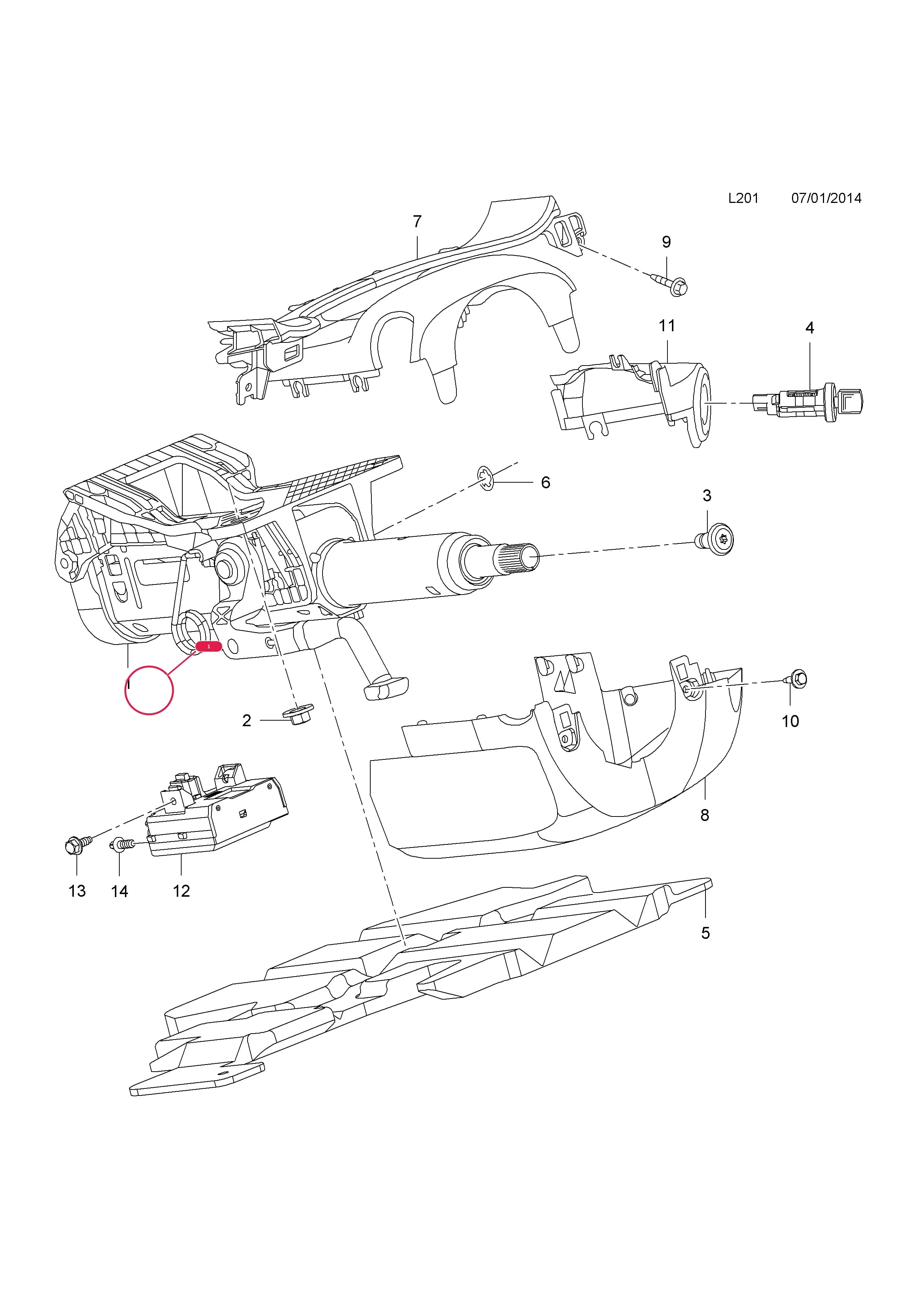 COLUMN,ASSY.,STEERING,ADJUSTABLE (EXCEPT KEYLESS ENTRY AND START SYSTEM) — Opel  INSIGNIA ( 2009 - ) — L STEERING › 19.STEERING COLUMN