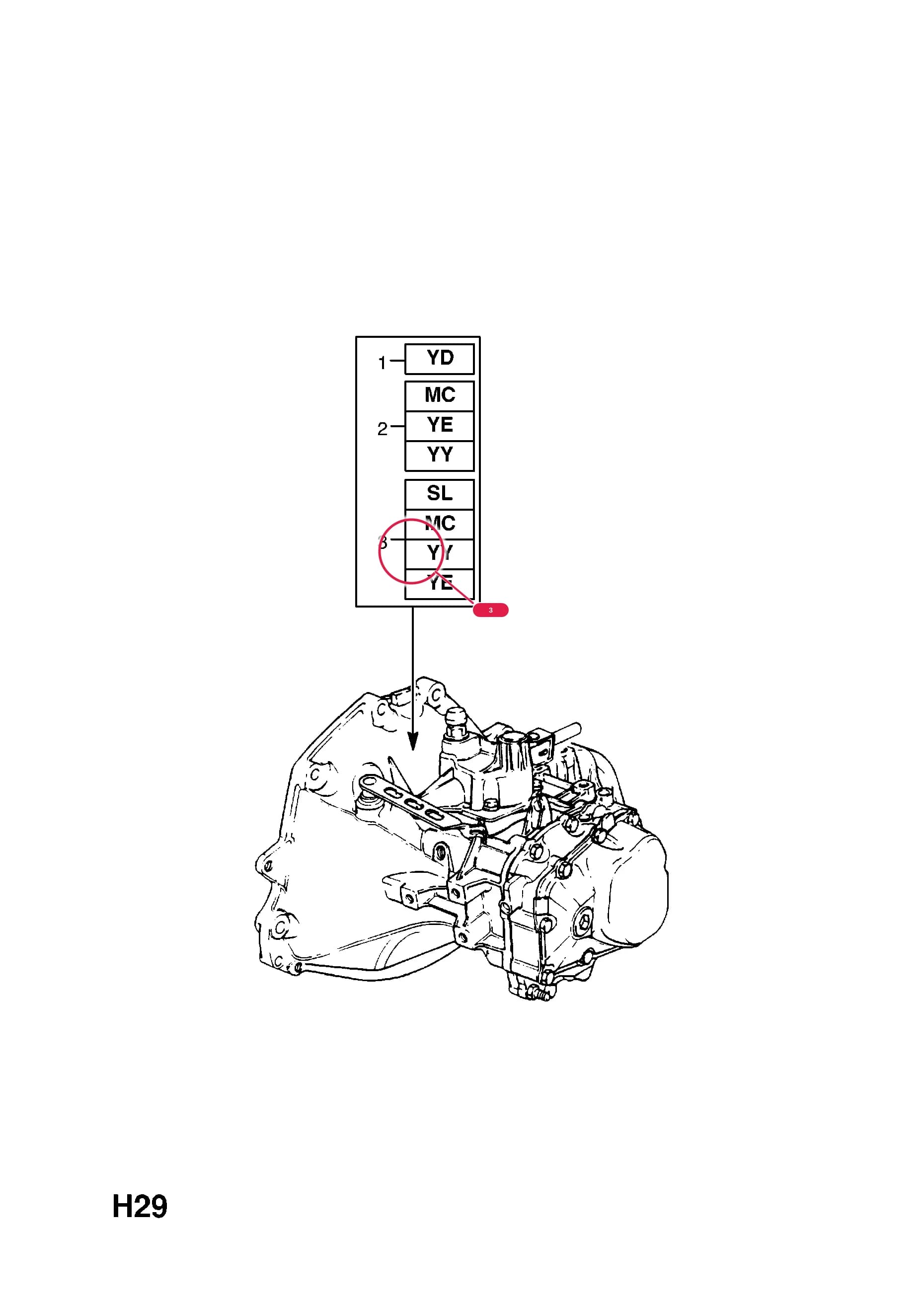 TRANSMISSION,ASSY.,71/18 RATIO (IDENT SL ALSO SERVICES IDENTS MC,YY,YE) (NLS.- USE 90523066     7 00 709) (EXCHANGE PART 93191719   57 00 171 OPEL)Примечание:USED WITH WIDE RATIO TRANSMISSION — Opel  ASCONA-C ( 1982 -  1988) — H TRANSMISSION › 4 F13 TYPE FIVE SPEED MANUAL TRANSMISSION