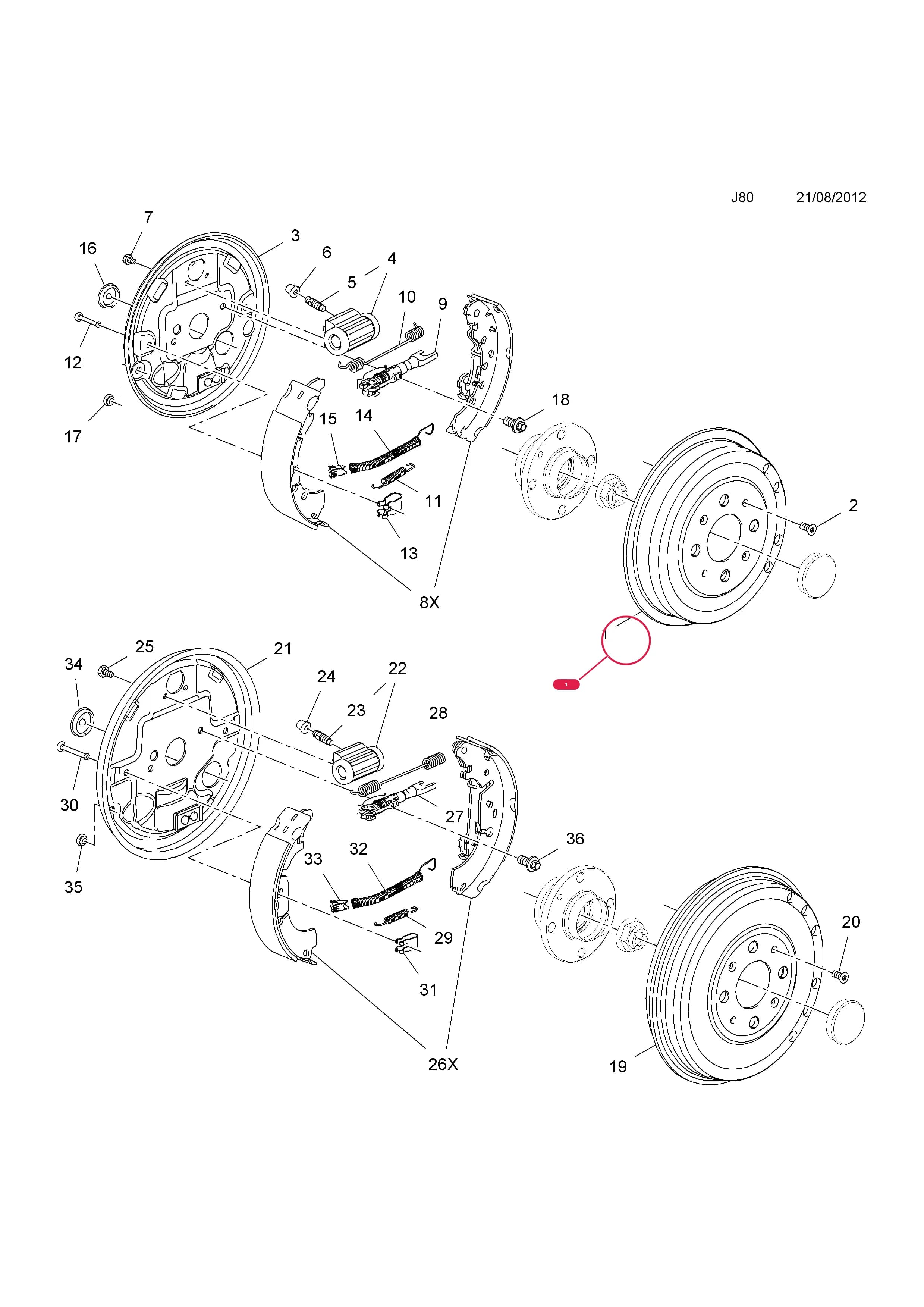 DRUM,BRAKE,203MM DIA. X 38MM — Opel  ADAM ( 2013 - ) — J BRAKES › 40.REAR BRAKE DRUM