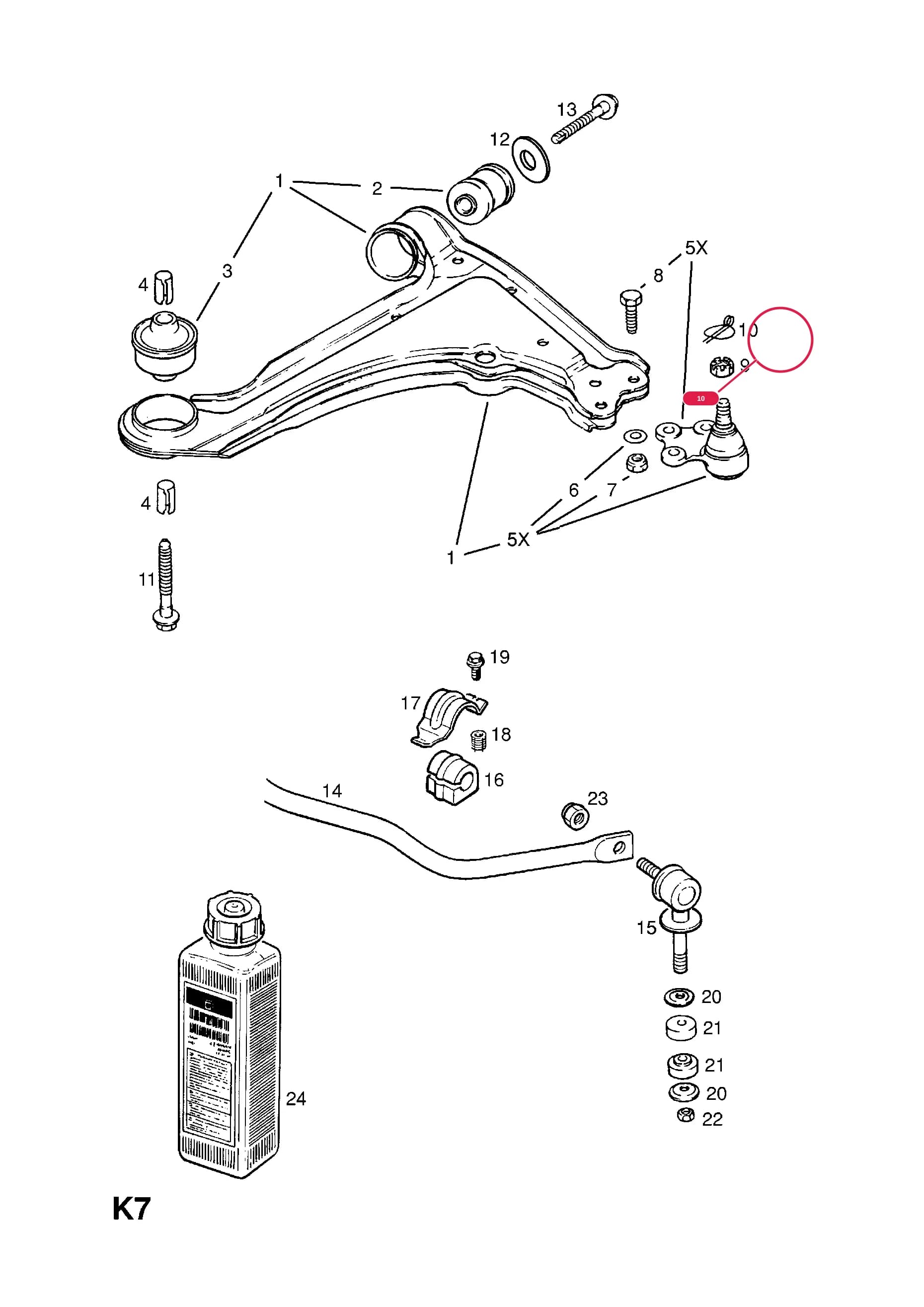 SPRING,LOCK,LOWER FRONT SUSPENSION ARM TO STRUT — Opel  ASTRA CLASSIC ( 1999 -  2002) — K FRONT AXLE AND SUSPENSION › 19.FRONT SUSPENSION ARM