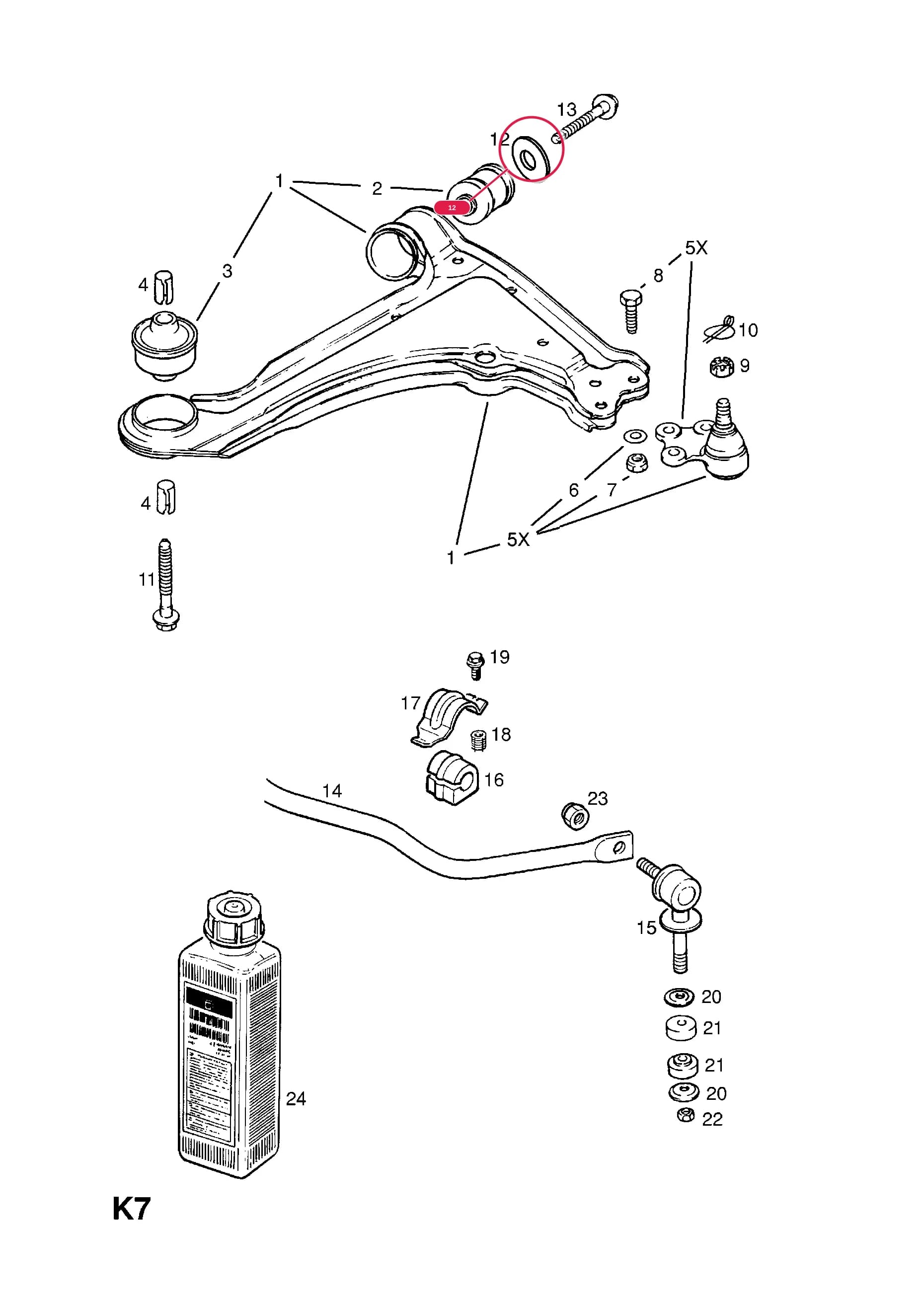 WASHER,17 X 35 X 2 MM,FRONT SUSPENSION ARM TO CROSSMEMBER (NLS.- NO REPLACEMENT PART) — Opel  ASTRA CLASSIC ( 1999 -  2002) — K FRONT AXLE AND SUSPENSION › 19.FRONT SUSPENSION ARM
