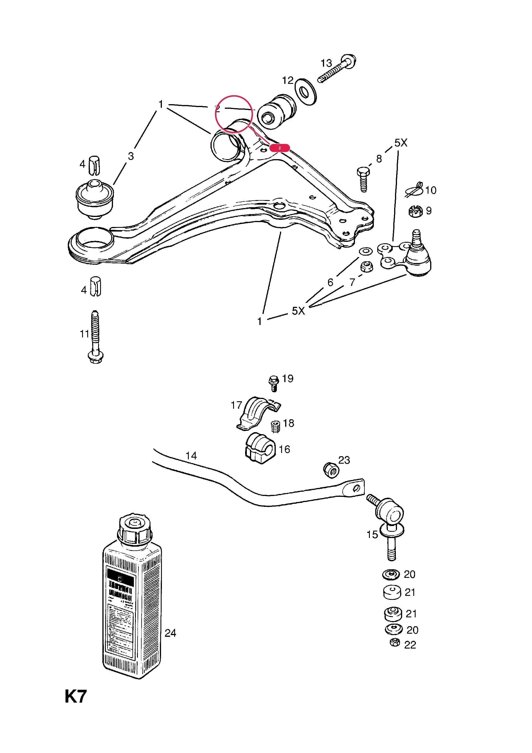 -BUSH,DAMPER,FRONT SUSPENSION ARM,12MM ID. — Opel  ASTRA CLASSIC ( 1999 -  2002) — K FRONT AXLE AND SUSPENSION › 19.FRONT SUSPENSION ARM