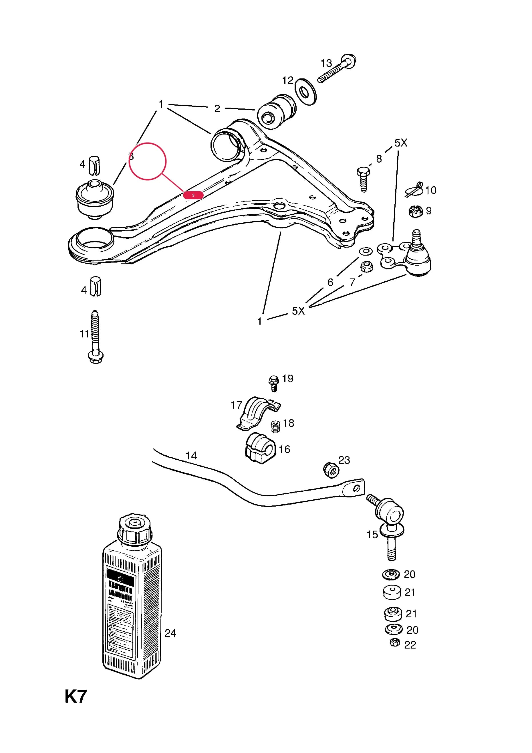 -BUSH,DAMPER,FRONT SUSPENSION ARM,16MM ID. — Opel  ASTRA CLASSIC ( 1999 -  2002) — K FRONT AXLE AND SUSPENSION › 19.FRONT SUSPENSION ARM