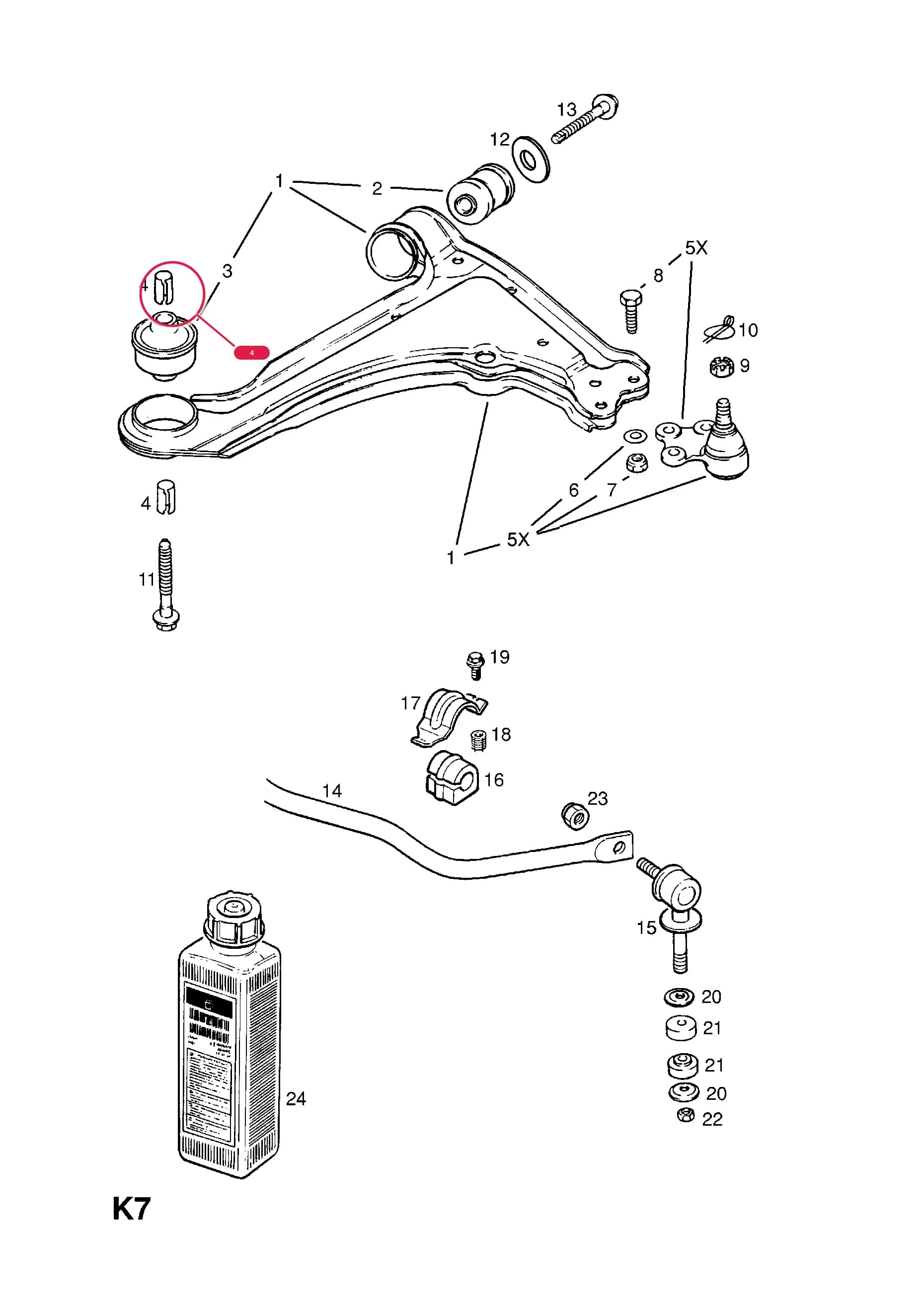 -SLEEVE,TENSION,DAMPER BUSH — Opel  ASTRA CLASSIC ( 1999 -  2002) — K FRONT AXLE AND SUSPENSION › 19.FRONT SUSPENSION ARM