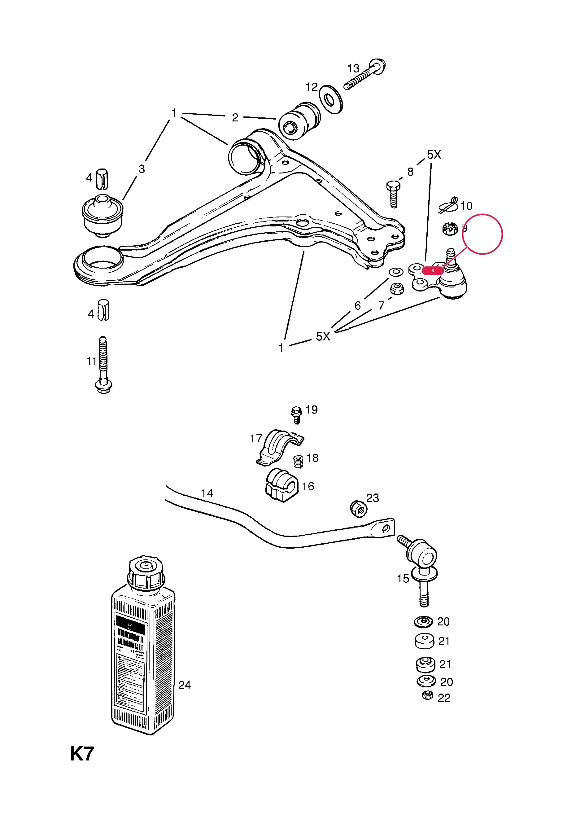 NUT,SLOTTED,M12,LOWER FRONT SUSPENSION ARM TO STRUT  (PRODUCTION NO. 11091143) — Opel  ASTRA CLASSIC ( 1999 -  2002) — K FRONT AXLE AND SUSPENSION › 19.FRONT SUSPENSION ARM