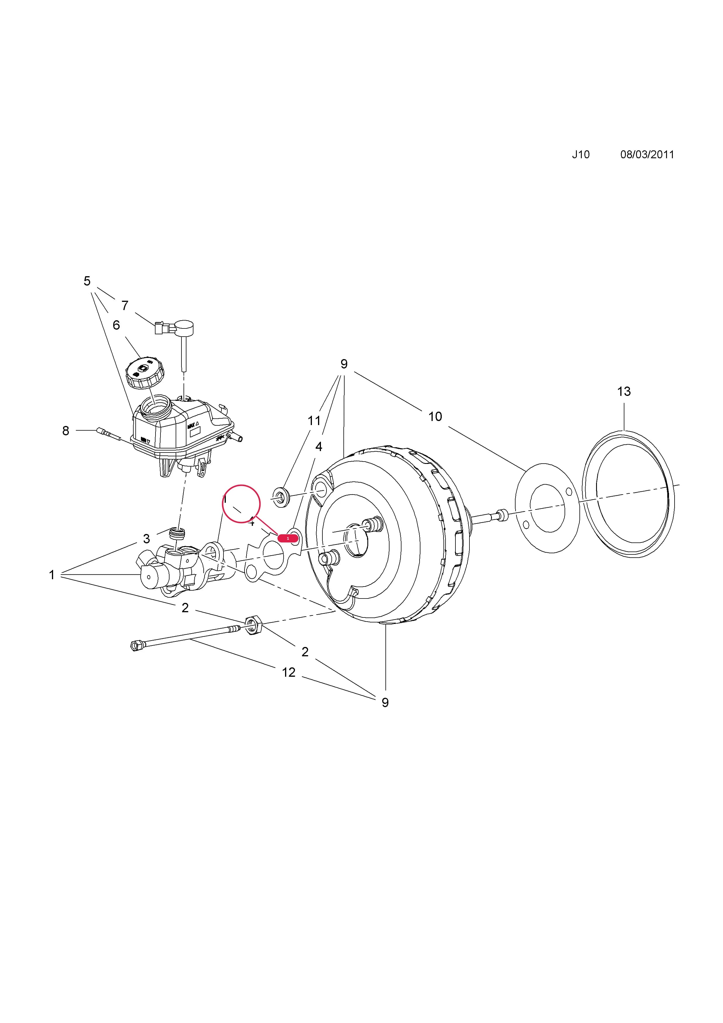 CYLINDER,ASSY.,BRAKE MAIN,LESS RESERVOIR,LHD  (PRODUCTION NO. 13292290) — Opel  ASTRA-J ( 2010 - ) — J BRAKES › 6.BRAKE MAIN CYLINDER AND RESERVOIR