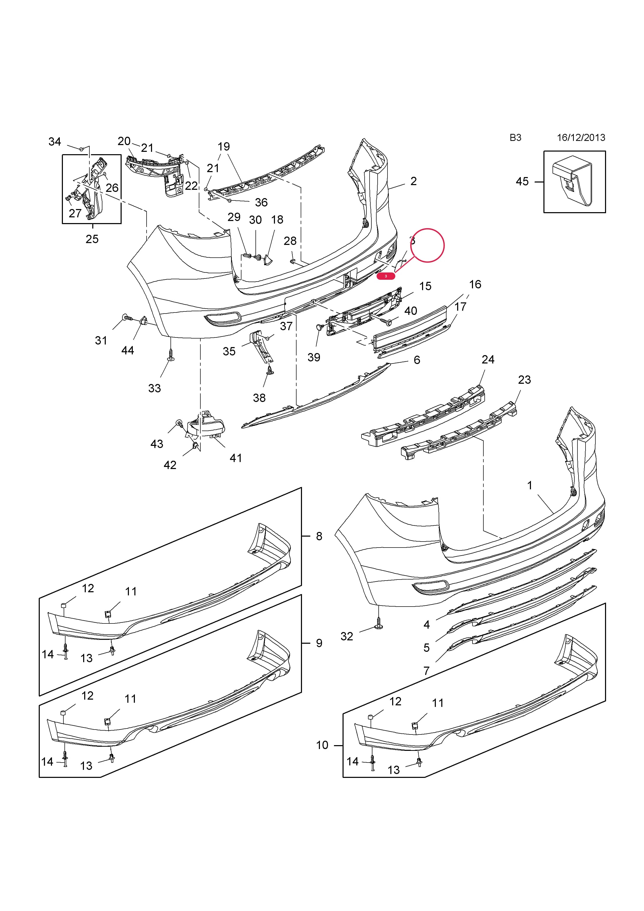 FLAP,TOWING LUG,REAR END PANEL — Opel  ZAFIRA-C ( 2012 - ) — B BODY EXTERIOR FITTINGS › 1 BUMPERS AND RADIATOR GRILLE