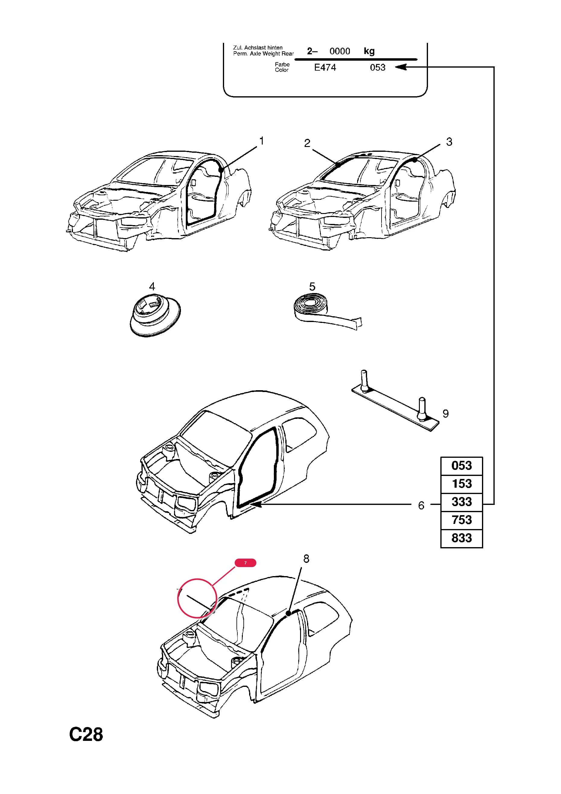 WEATHERSTRIP,DOOR OPENING,RH,BLACK (NLS.- USE 90388916    1 56 930) — Opel  CORSA-B ( 1993 -  2002) — C BODY INTERIOR FITTINGS › 8 WEATHERSTRIPS