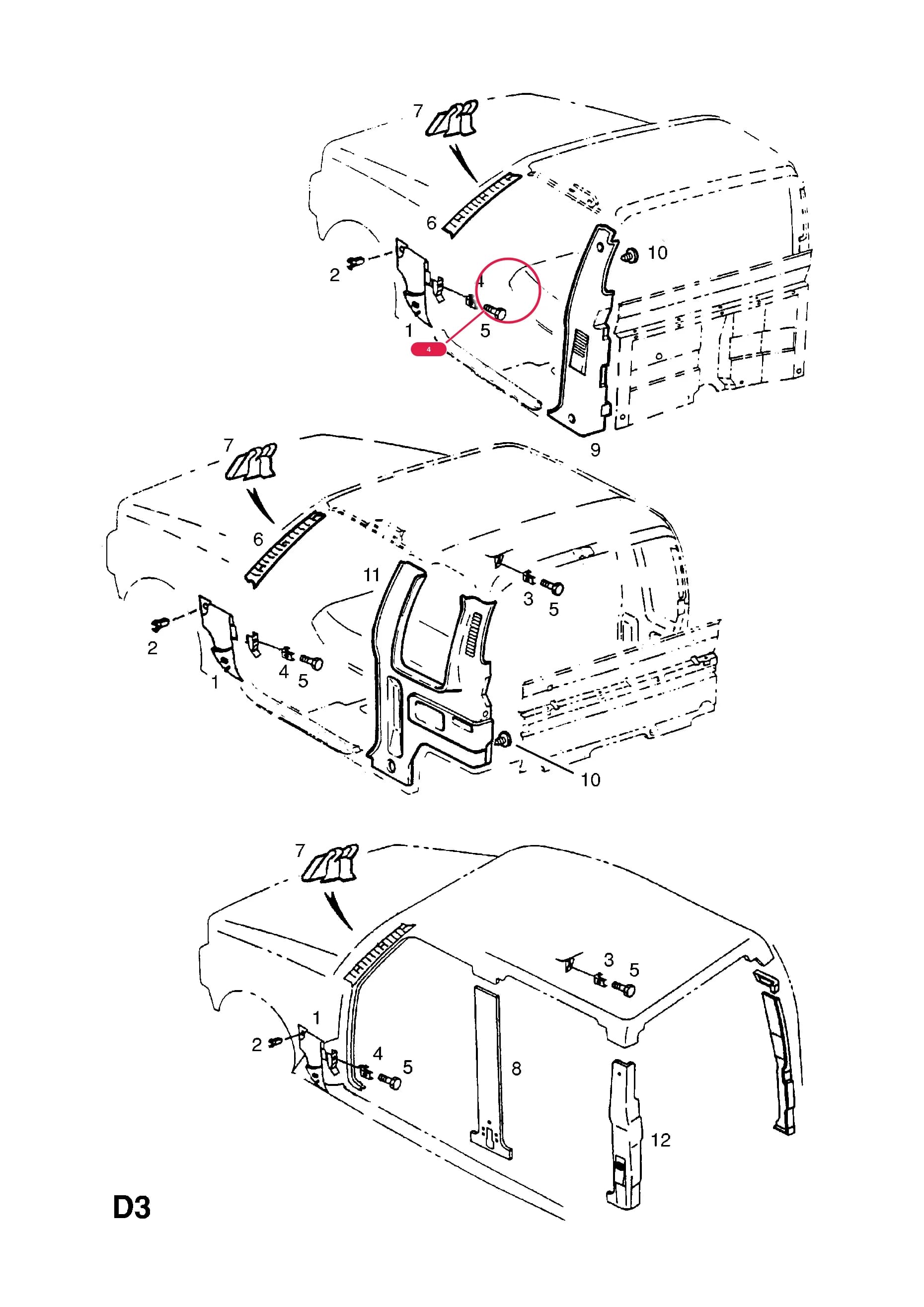 BRACKET,DASH SIDE TRIM (NLS.- NO REPLACEMENT PART)Примечание:EXC.HEATER AND AIR CONDITIONING — Opel  CAMPO ( 1991 -  1996) — D BODY INTERIOR TRIM › 3 BODY SIDE TRIM
