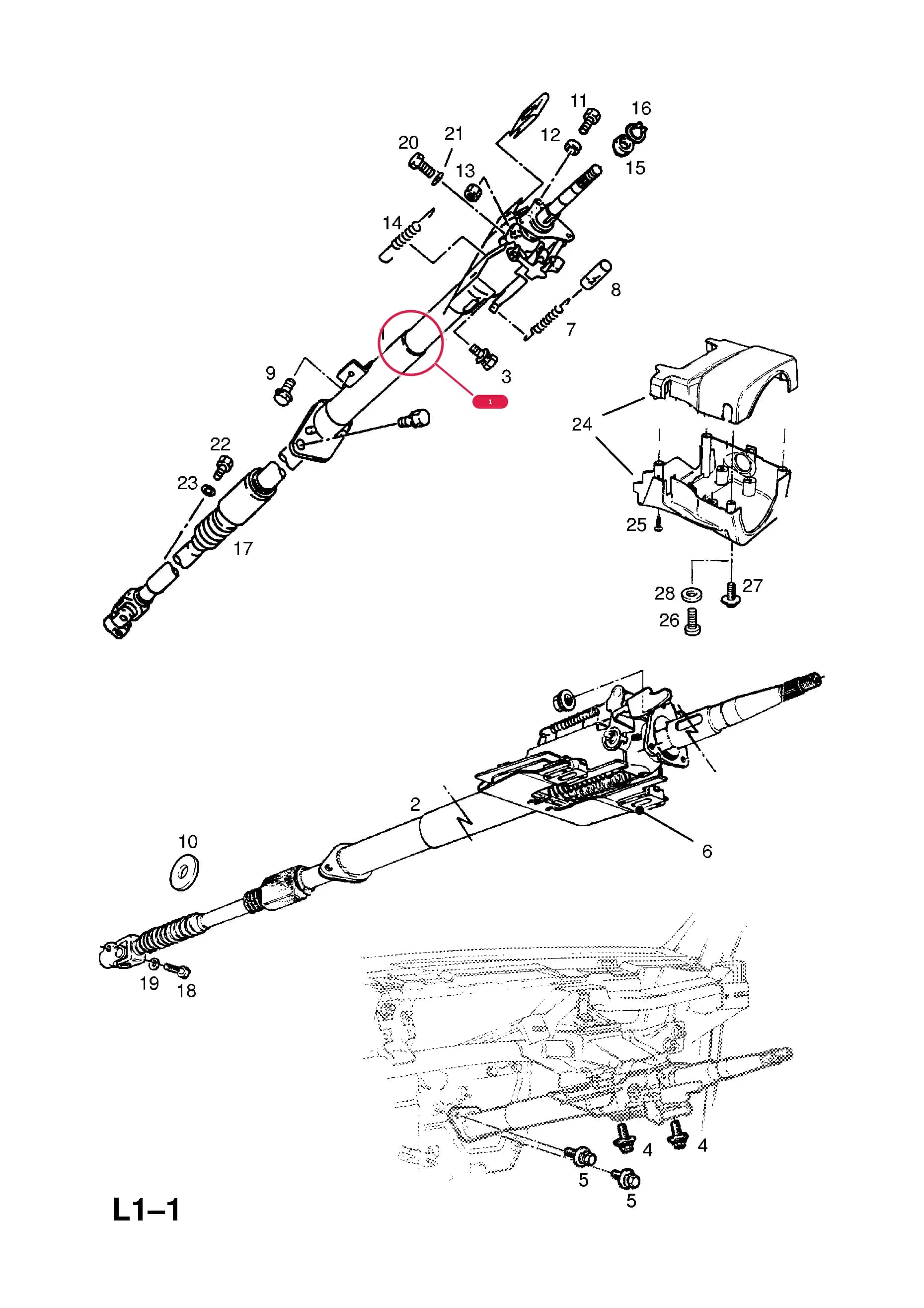 COLUMN,ASSY.,STEERING,LHD (NLS.- USE 97078240    9 04 092)  (PRODUCTION NO. 94389323) — Opel  FRONTERA-A ( 1992 -  1998) — L STEERING › 26.STEERING COLUMN (CONTD.)
