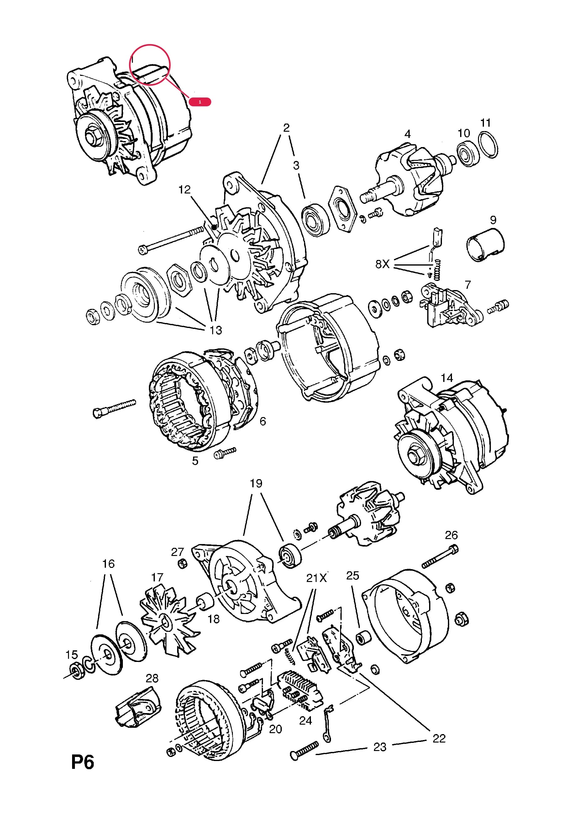 ALTERNATOR,ASSY. (BOSCH) (NLS.- NO REPLACEMENT PART) (EXCHANGE PART 3493334   12 04 332 OPEL,R1030055 VAUXHALL)  (PRODUCTION NO. 90277935) — Opel  FRONTERA-A ( 1992 -  1998) — P ELECTRICAL › 1 ENGINE AND COOLING
