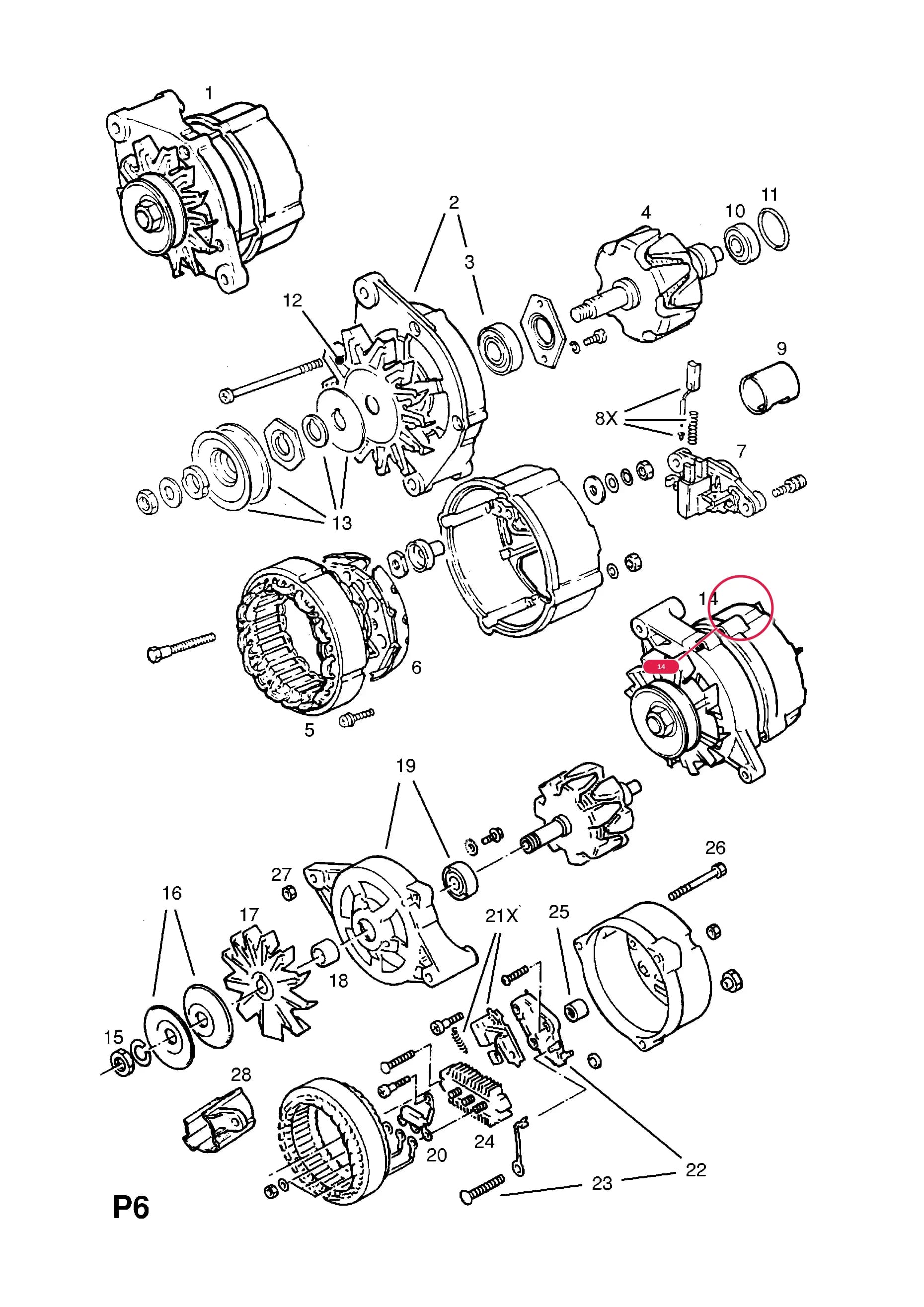 ALTERNATOR,ASSY. (DELCO-REMY TYPE) (EXCEPT VAUXHALL) (NLS.- USE 3493784   12 04 346)  (PRODUCTION NO. 3493634) — Opel  FRONTERA-A ( 1992 -  1998) — P ELECTRICAL › 1 ENGINE AND COOLING