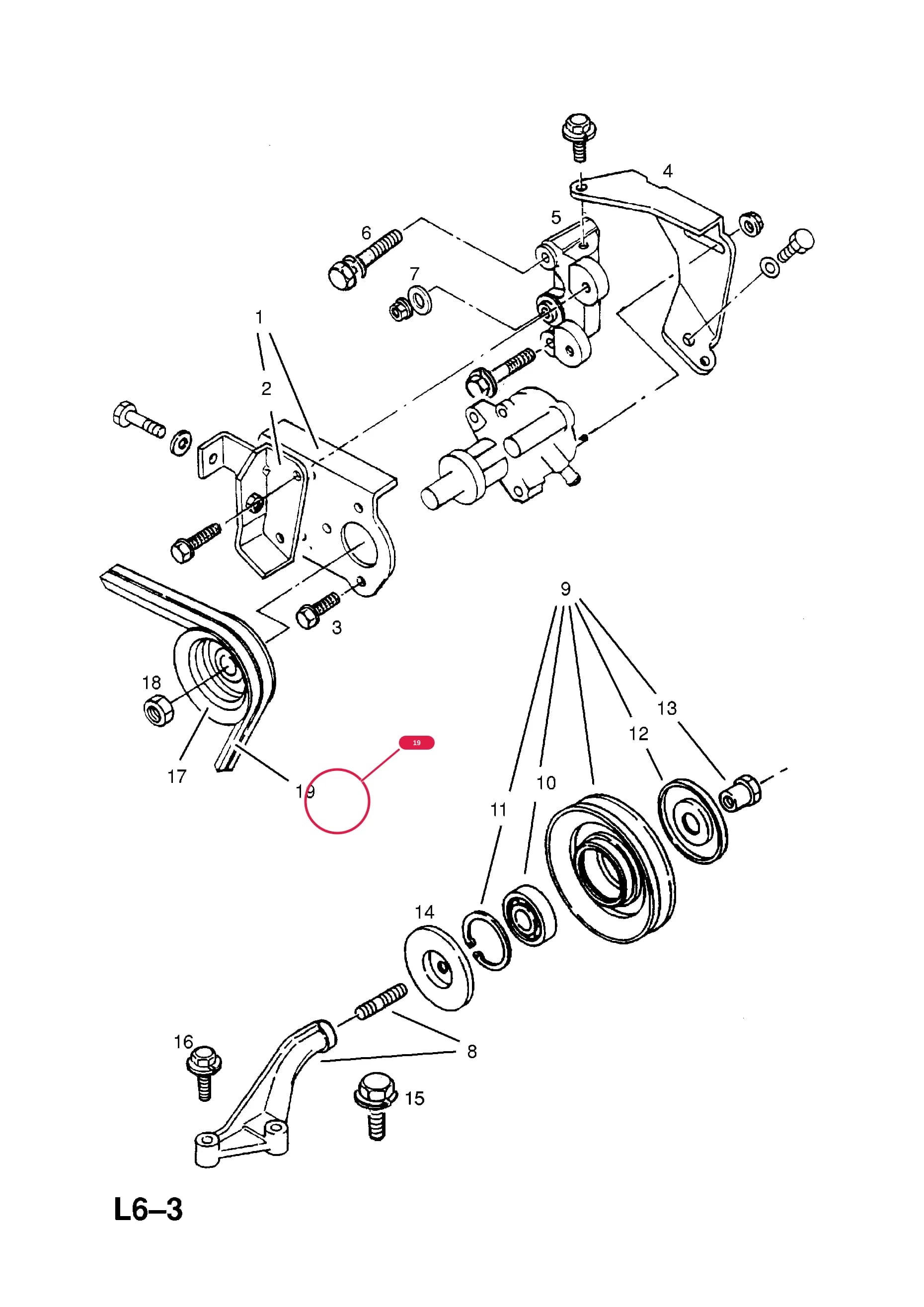 BELT,PUMP DRIVEПримечание:EXCEPT AIR CONDITIONING — Opel  FRONTERA-A ( 1992 -  1998) — L STEERING › 17.POWER STEERING PUMP (CONTD.)