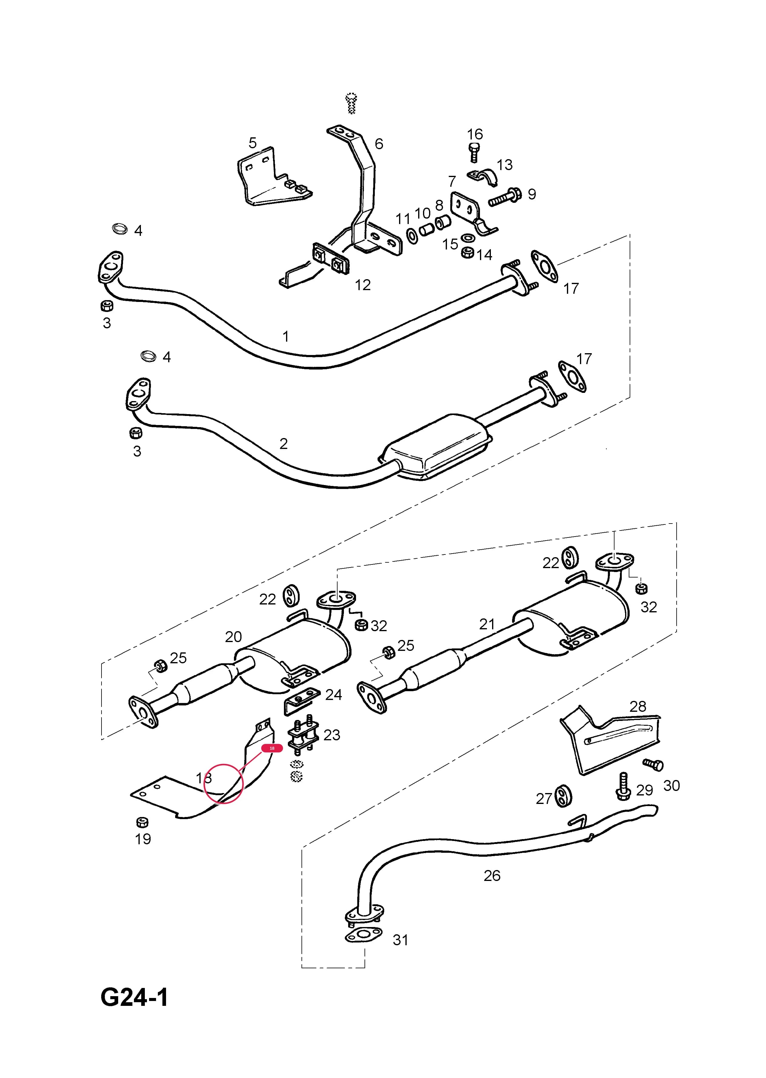 SHIELD,HEAT (NLS.- NO REPLACEMENT PART) — Opel  FRONTERA-A ( 1992 -  1998) — G FUEL AND EXHAUST › 50.EXHAUST PIPE,SILENCER AND CATALYTIC CONVERTER (CONTD.)