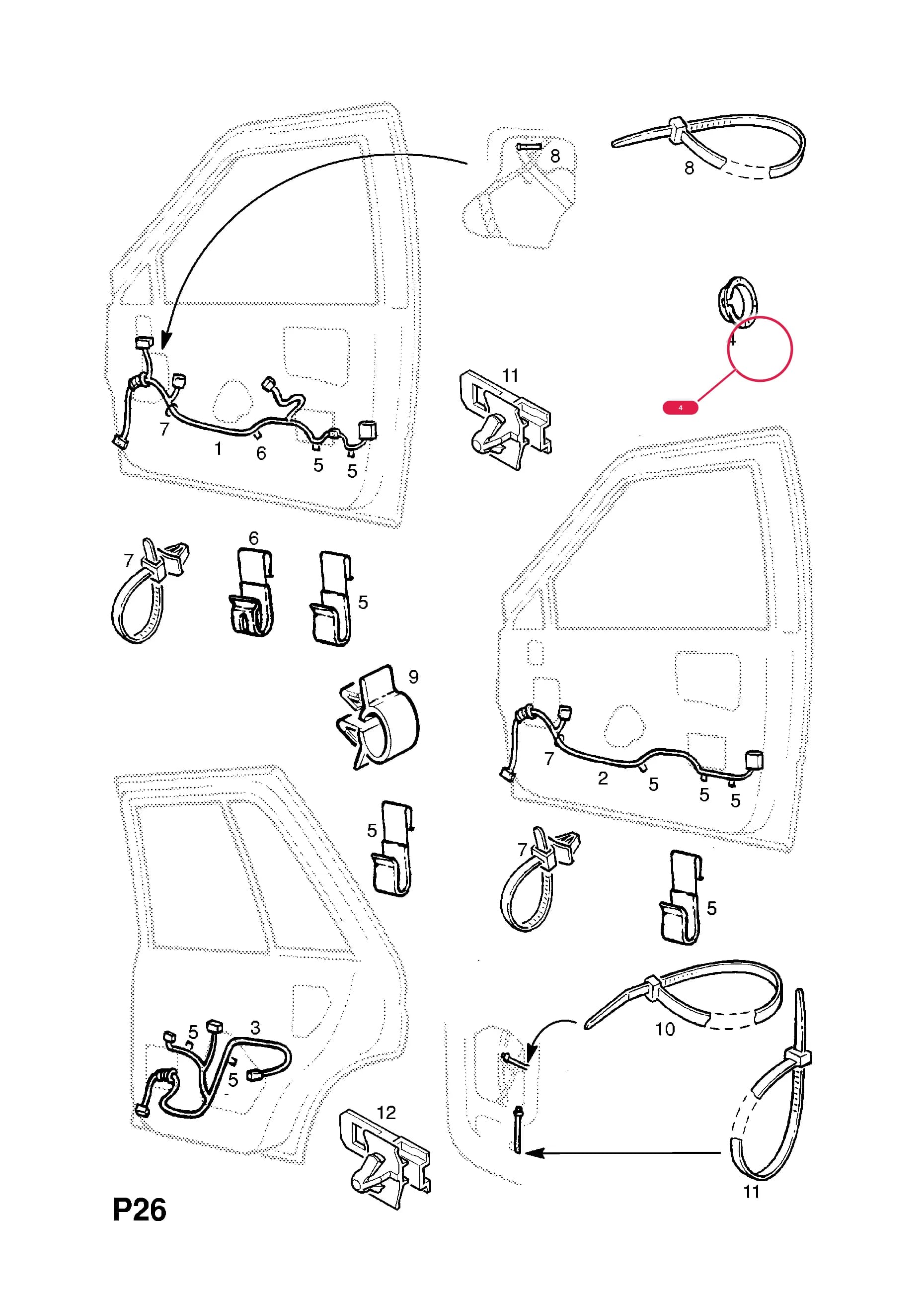 PROTECTOR,EDGE,REAR DOOR SWITCH HARNESS (NLS.- NO REPLACEMENT PART) — Opel  FRONTERA-A ( 1992 -  1998) — P ELECTRICAL › 7 WIRING HARNESS