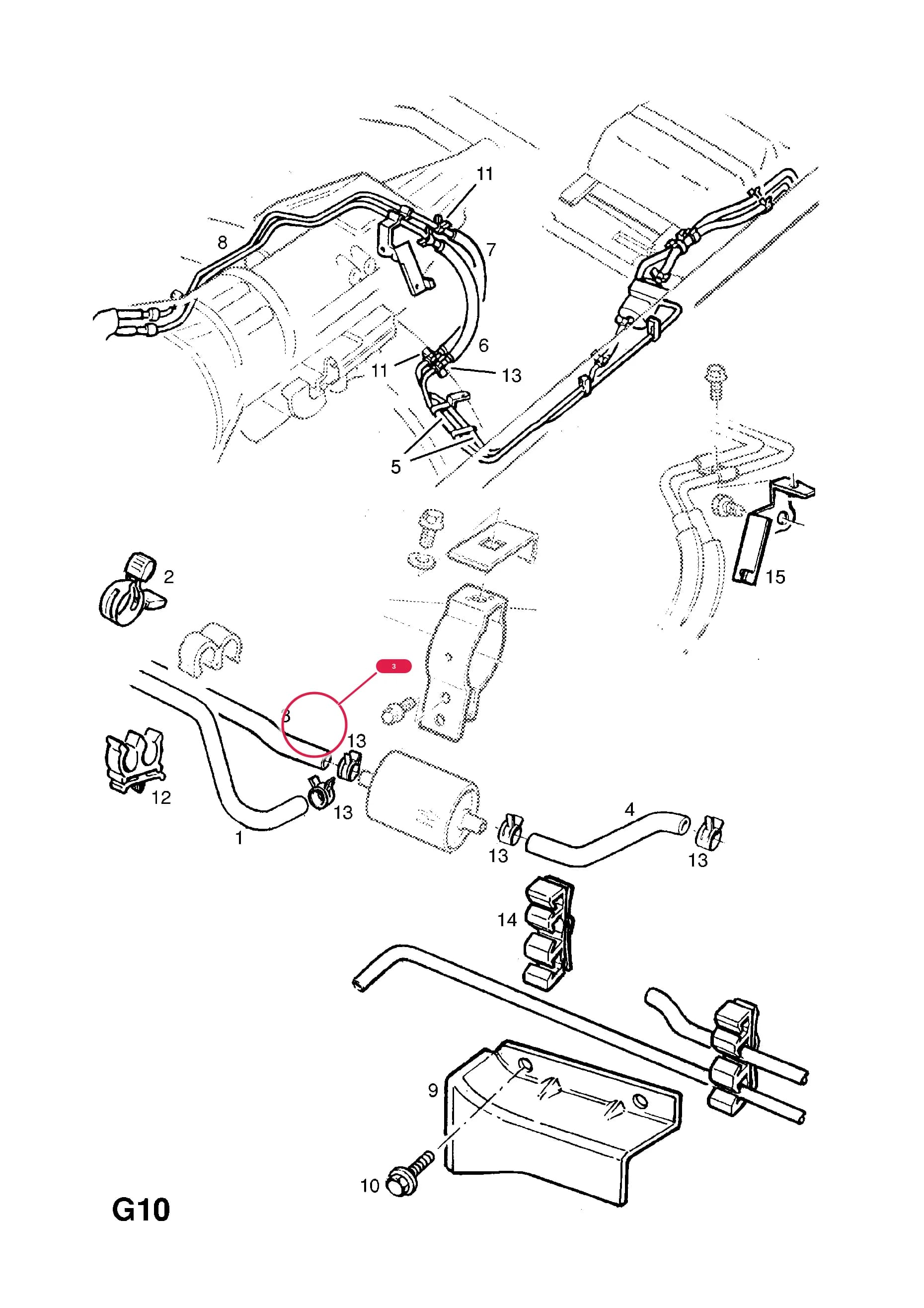 HOSE,STRAIGHT WITH PROTECTIVE SLEEVE,330MM LONG,FILTER TO FUEL RETURN PIPE (NLS.- NO REPLACEMENT PART) — Opel  FRONTERA-B ( 1999 -  2004) — G FUEL AND EXHAUST › 58.FUEL PIPES AND FITTINGS (CONTD.)