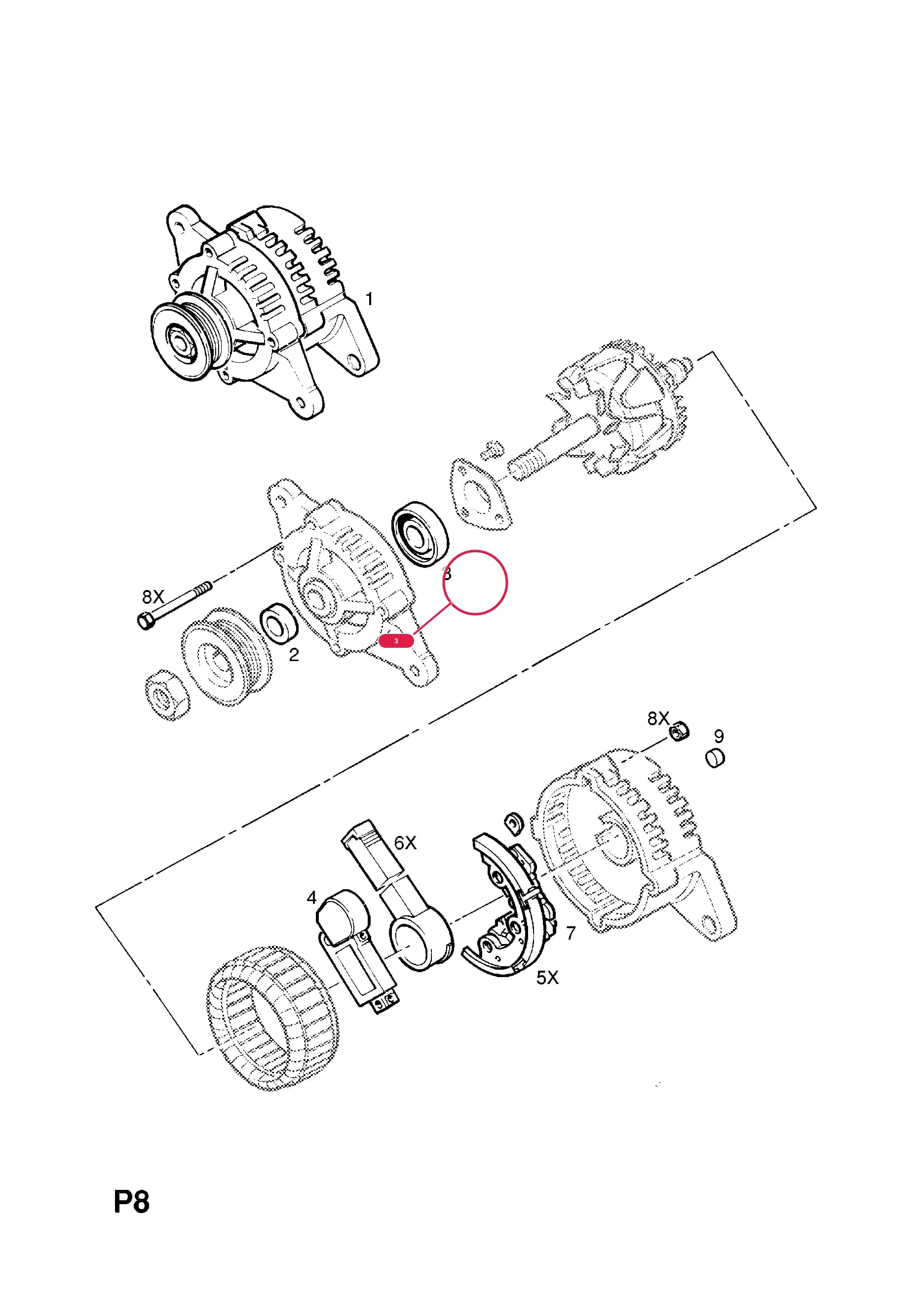 --BEARING,ROTOR,ALTERNATOR,REAR (NLS.- NO REPLACEMENT PART) — Opel FRONTERA-B ( 1999 - 2004) — P ELECTRICAL › 1 ENGINE AND COOLING