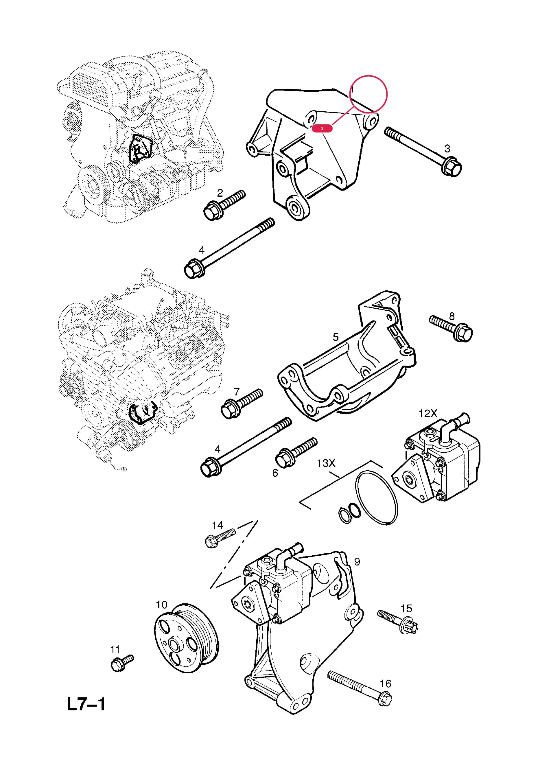 BRACKET,MOUNTING,POWER STEERING PUMP (NLS.- NO REPLACEMENT PART) — Opel  FRONTERA-B ( 1999 -  2004) — L STEERING › 10.POWER STEERING PUMP (CONTD.)