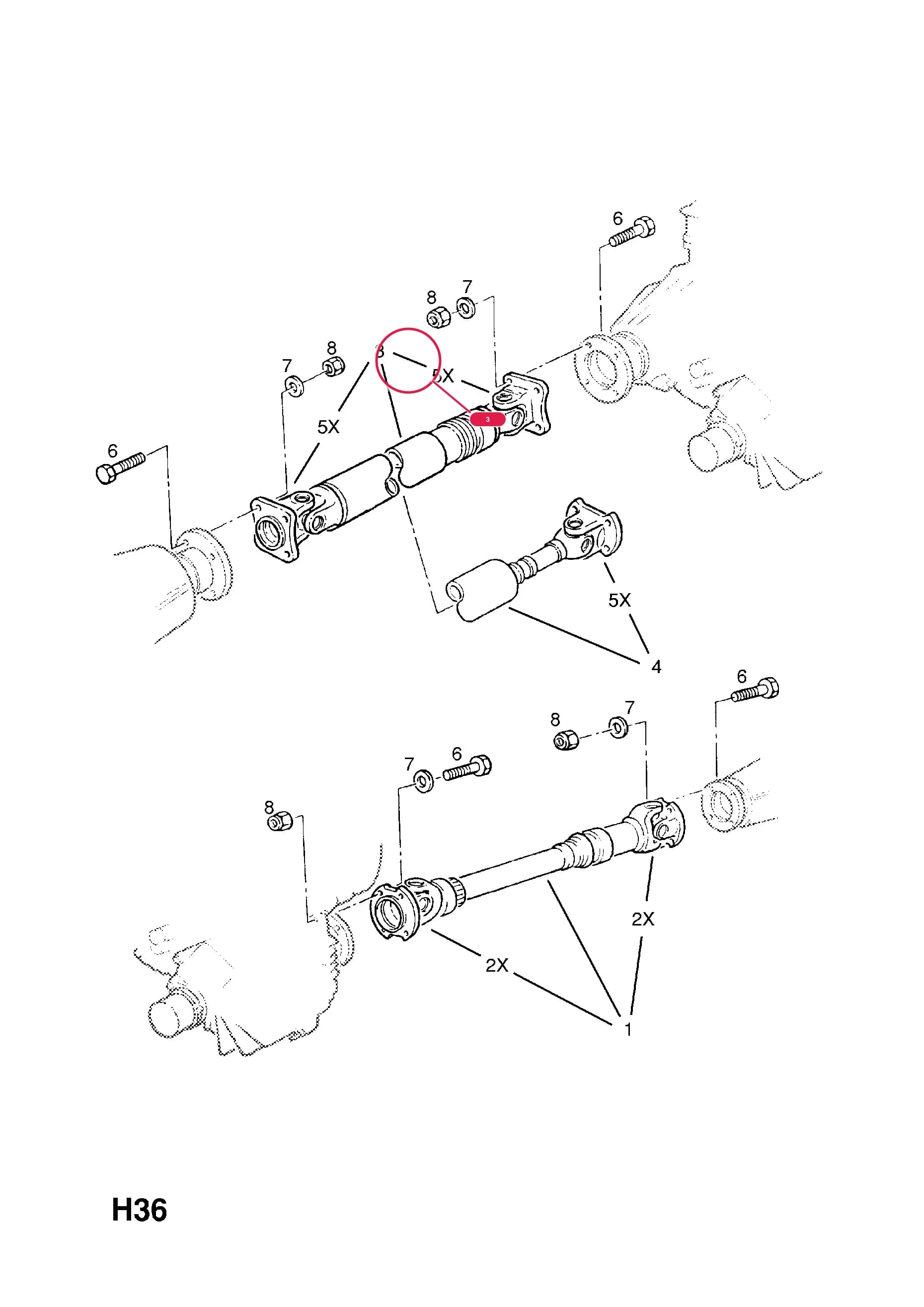 SHAFT,ASSY.,PROPELLER,REAR (NLS.- NO REPLACEMENT PART) — Opel  FRONTERA-B ( 1999 -  2004) — H TRANSMISSION › 5 PROPELLER SHAFT AND FITTINGS