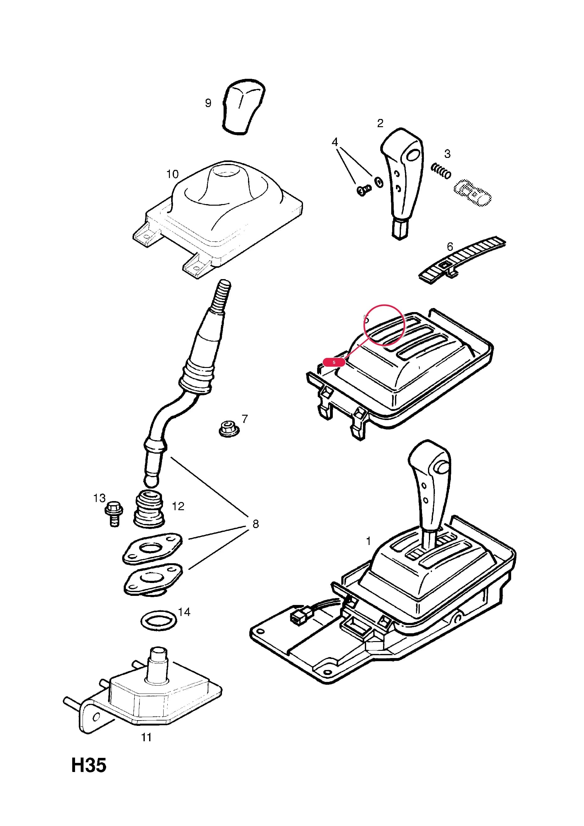 -COVER,GUIDE,GEARSHIFT SELECTOR,TUNNEL CONSOLE,LHD (NLS.- NO REPLACEMENT PART) — Opel  FRONTERA-B ( 1999 -  2004) — H TRANSMISSION › 4 GEAR SELECTOR LEVER