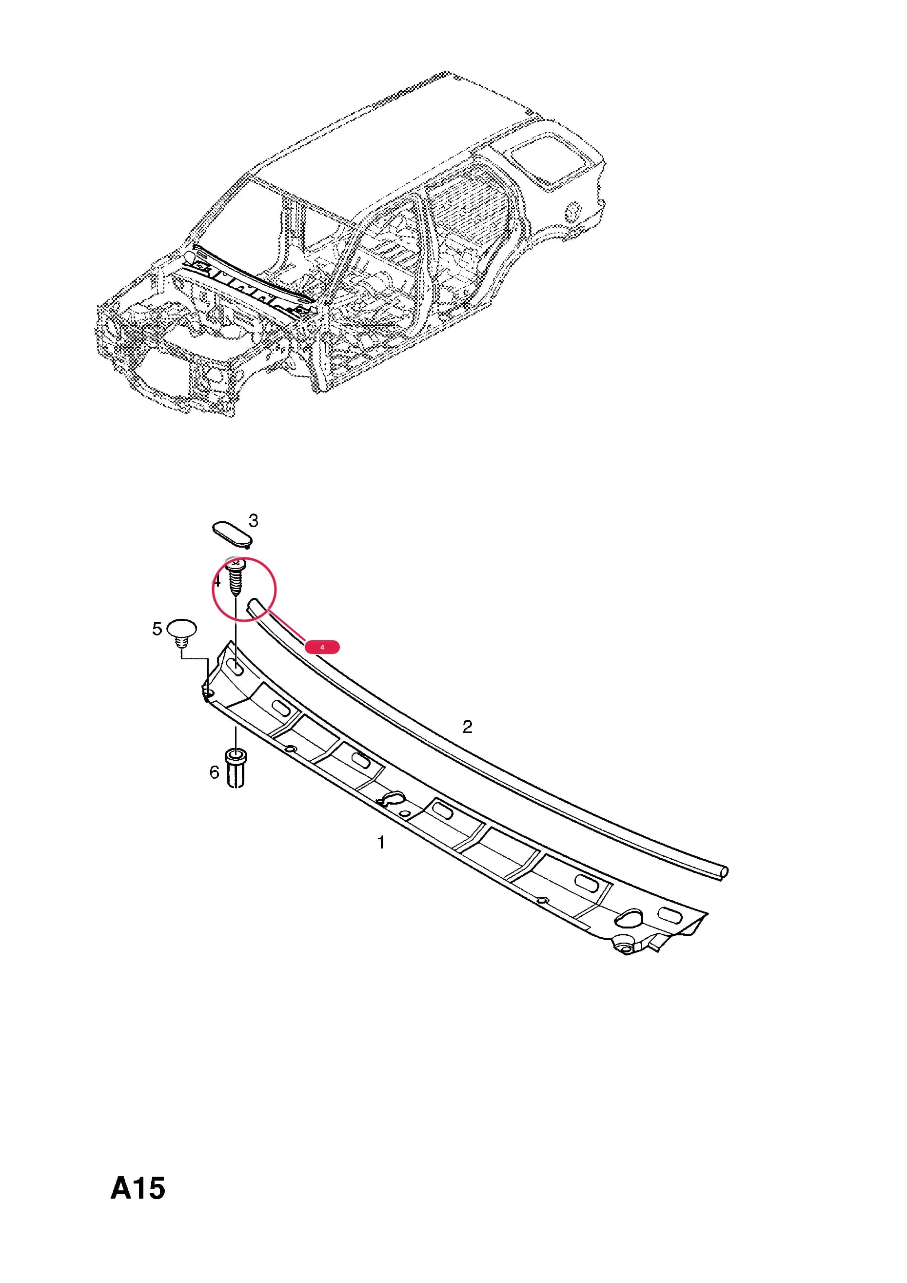SCREW,COWL COVER FIXING — Opel  FRONTERA-B ( 1999 -  2004) — A BODY SHELL AND PANELS › 4 FRONT END