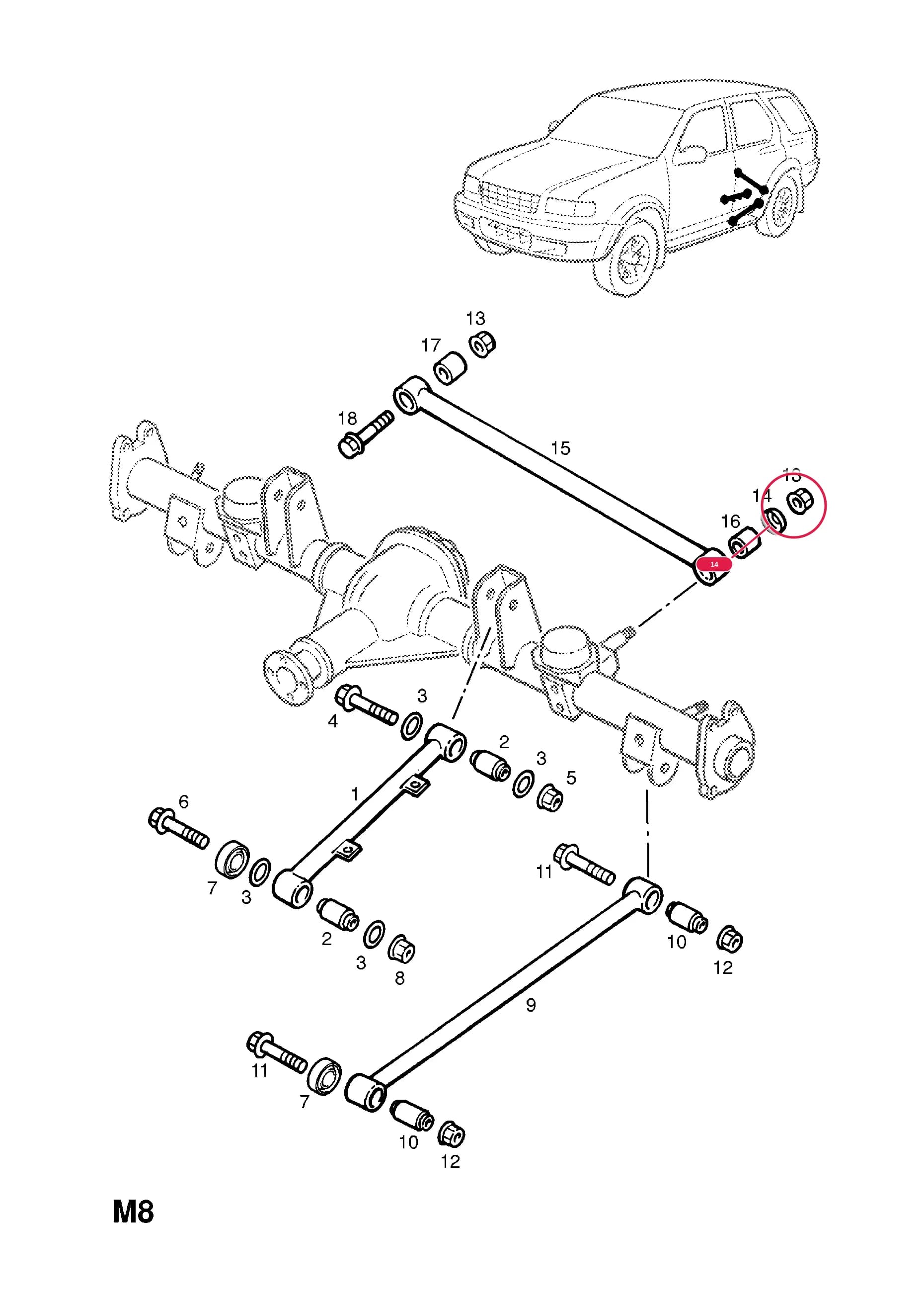 WASHER,LATERAL LINK FIXING (NLS.- NO REPLACEMENT PART) — Opel  FRONTERA-B ( 1999 -  2004) — M REAR AXLE AND SUSPENSION › 3 REAR SUSPENSION