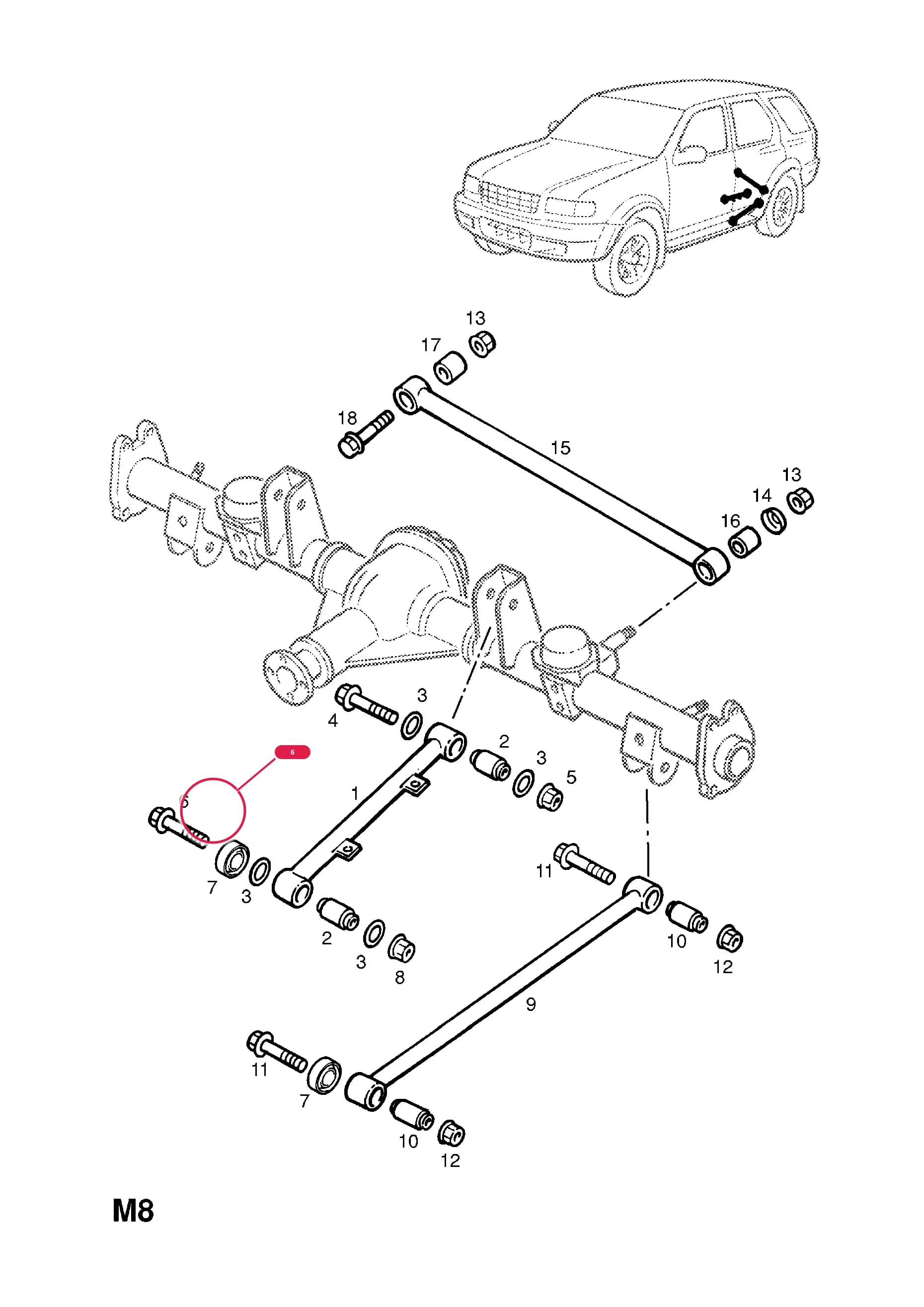 SCREW,HEX.HD.,M14 X 90,LINK TO CHASSIS,UPPER (NLS.- USE 94012078  4 64 981) — Opel  FRONTERA-B ( 1999 -  2004) — M REAR AXLE AND SUSPENSION › 3 REAR SUSPENSION
