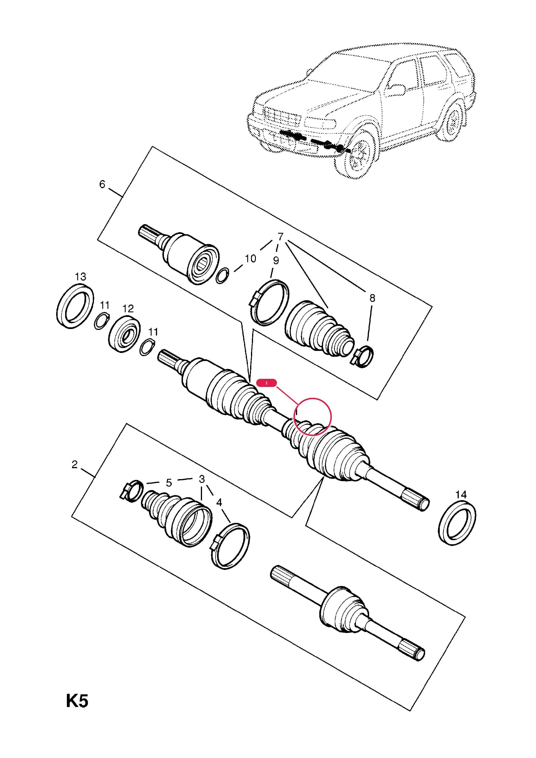 SHAFT,ASSY.,DRIVE,FRONT AXLE — Opel  FRONTERA-B ( 1999 -  2004) — K FRONT AXLE AND SUSPENSION › 6.FRONT AXLE DRIVE SHAFT