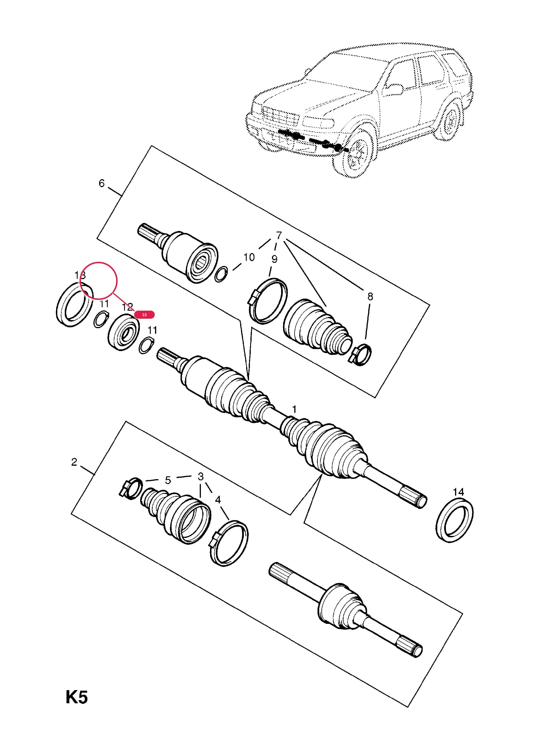 SEAL,OIL,INNER SHAFT (NLS.- USE 97373555  3 01 937) — Opel  FRONTERA-B ( 1999 -  2004) — K FRONT AXLE AND SUSPENSION › 6.FRONT AXLE DRIVE SHAFT