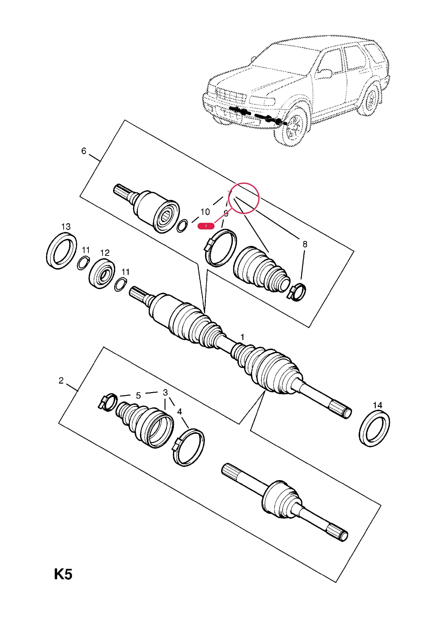 --BOOT,DRIVE SHAFT,INNER — Opel  FRONTERA-B ( 1999 -  2004) — K FRONT AXLE AND SUSPENSION › 6.FRONT AXLE DRIVE SHAFT