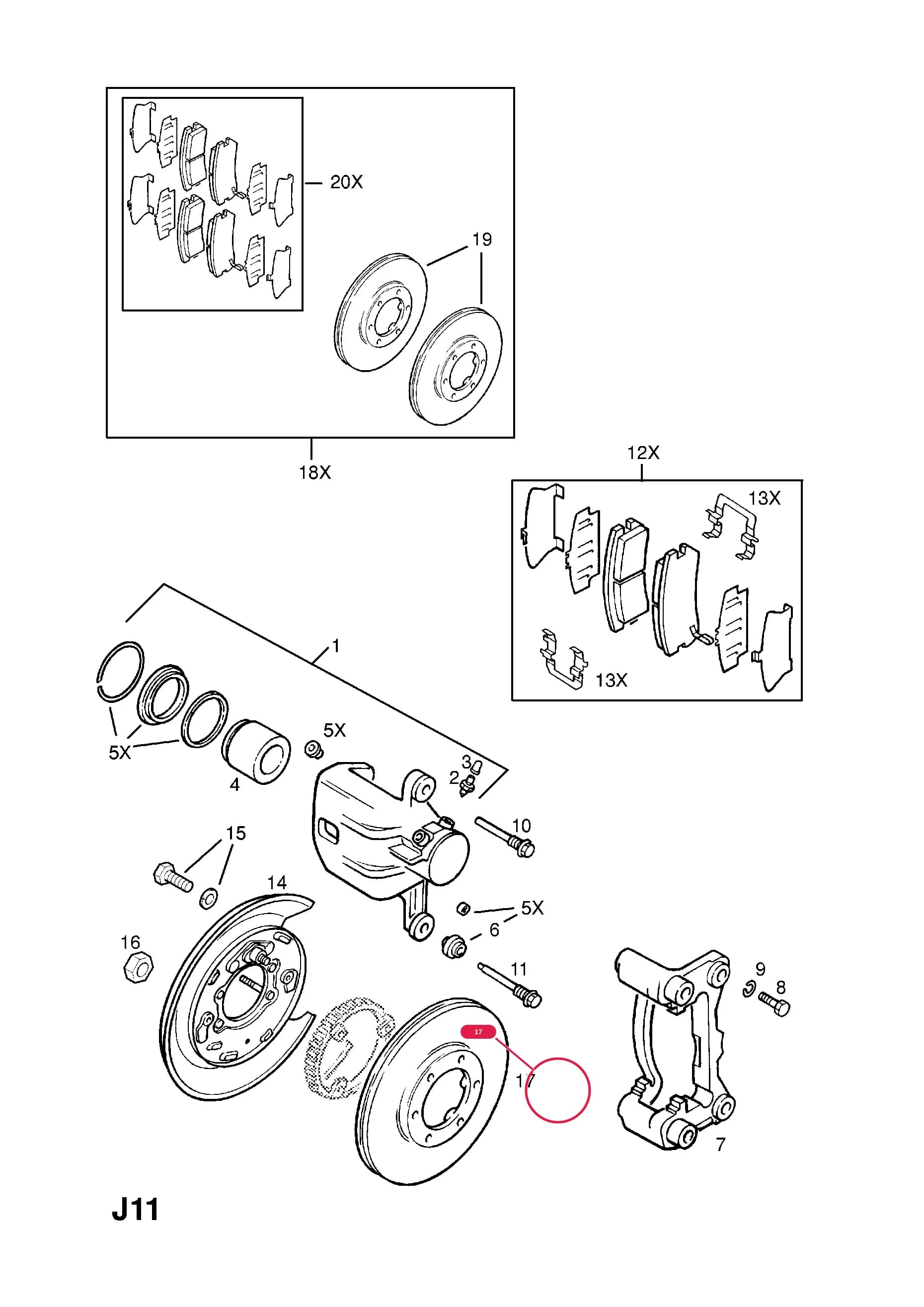DISC,REAR BRAKE (FOR VENTILATED DISCS) (NLS.- NO REPLACEMENT PART) — Opel  FRONTERA-B ( 1999 -  2004) — J BRAKES › 21.REAR BRAKE DISC AND SHIELD
