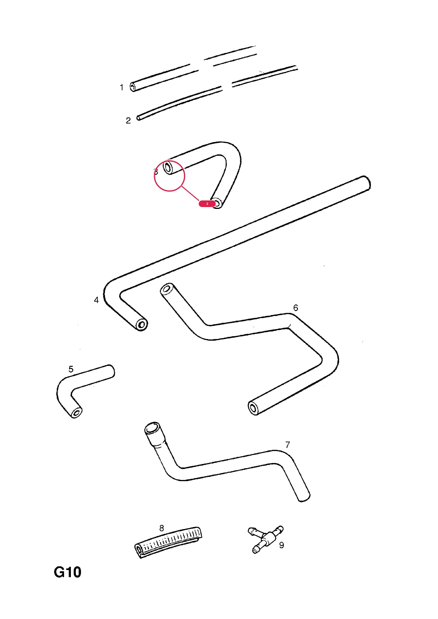 HOSE,CONNECTING,TANK TO FUEL EVAPORATION VALVE,7.3MM ID. — Opel  SENATOR-B ( 1988 -  1994) — G FUEL AND EXHAUST › 25.FUEL EVAPORATION TANK (CONTD.)
