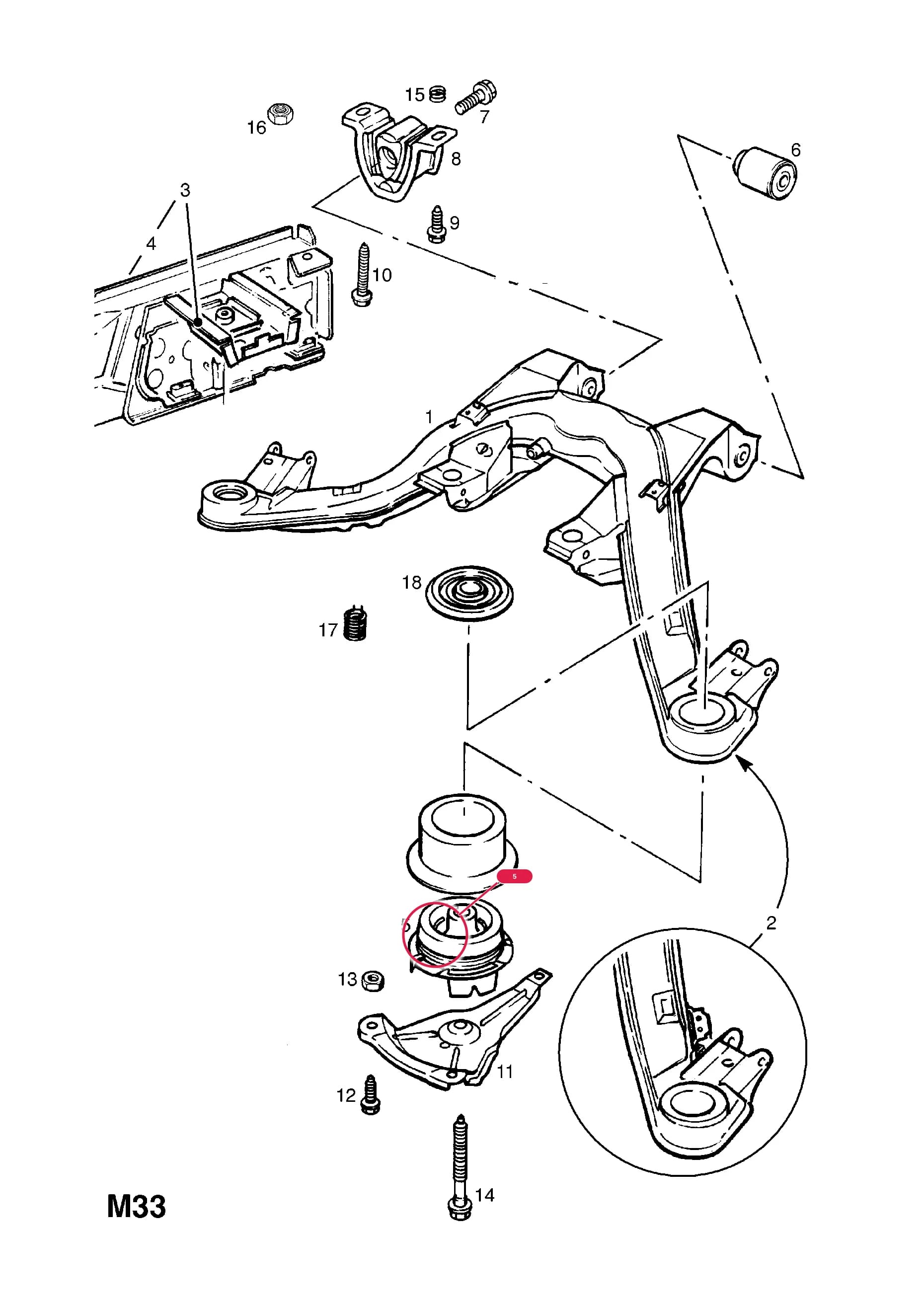 BLOCK,DAMPER,REAR MOUNTINGПримечание:EXC.AMBULANCE/ARMOURED BODY/HEARSE — Opel  OMEGA-B ( 1994 -  2003) — M REAR AXLE AND SUSPENSION › 7 REAR AXLE CROSSMEMBER AND DRIVE SHAFT