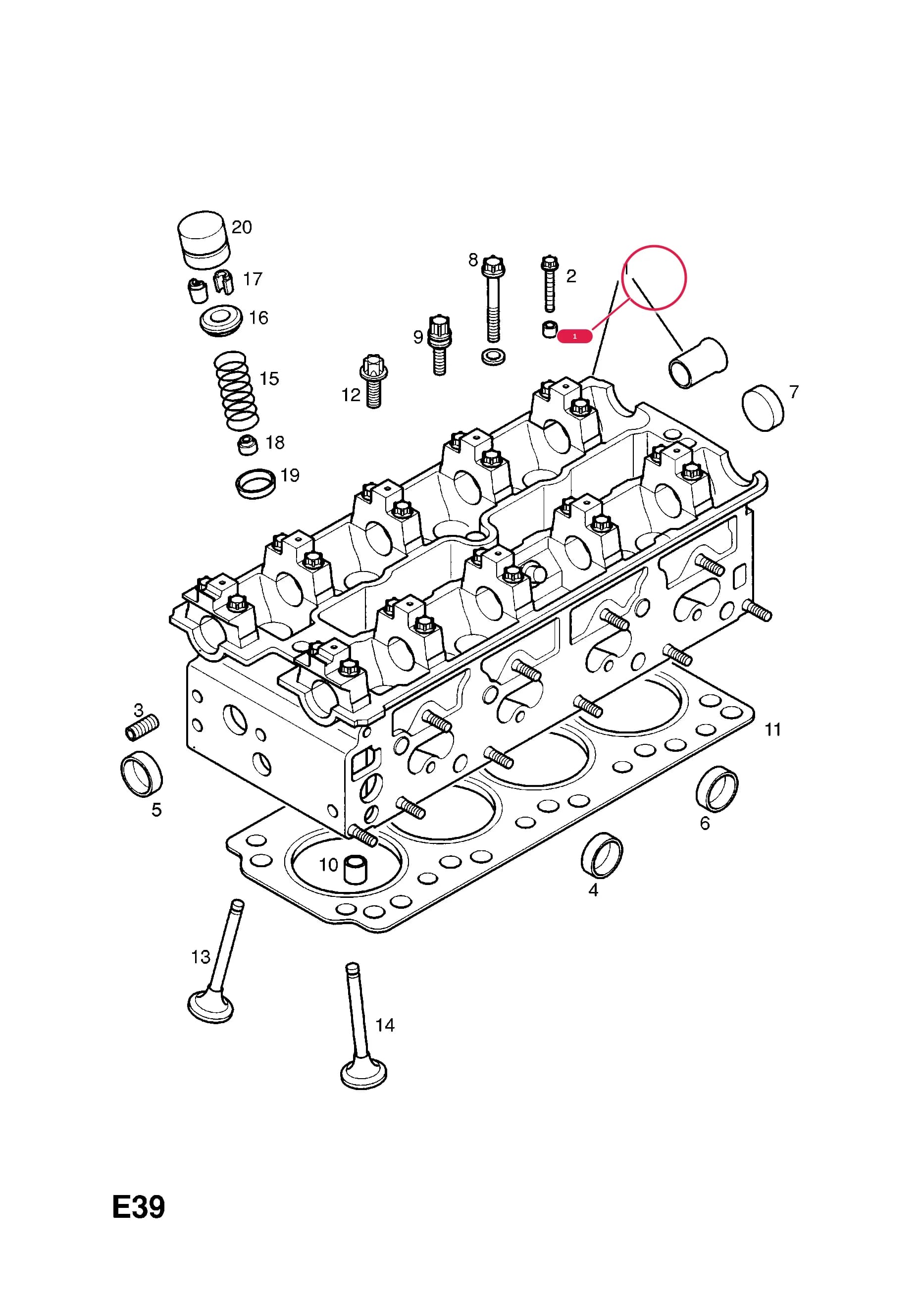 HEAD,ASSY.,CYLINDER,EXCHANGE (WITH VALVES) (NLS.- NO REPLACEMENT PART) — Opel  OMEGA-B ( 1994 -  2003) — E ENGINE AND CLUTCH › 3 Y22XE[LA9],Z22XE[LA9/LU5] PETROL ENGINES
