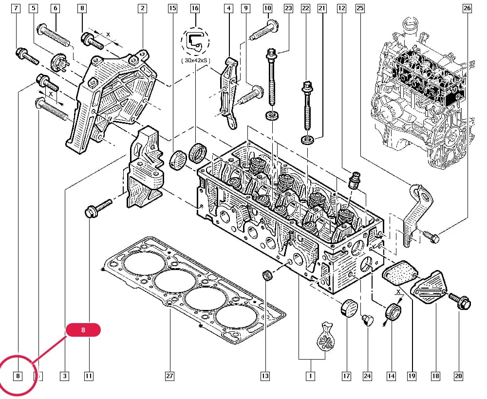 FEJB — Manual › 11 Upper engine / Cylinder head - Valve rocker cover