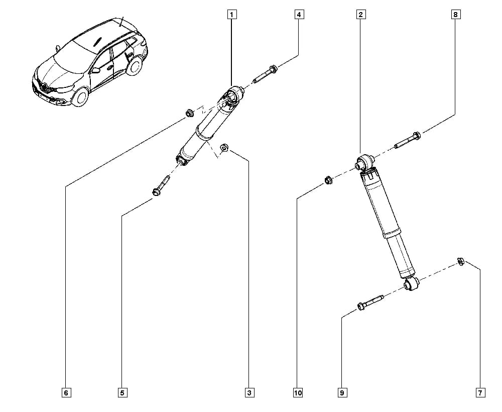 NFAB = E, Additional to Limited Edition = EQPEUR, Technical development = SANG02, Driveability = 4x2 — HLA3 — Manual › 34 Rear non-bearing elements / Shock absorber