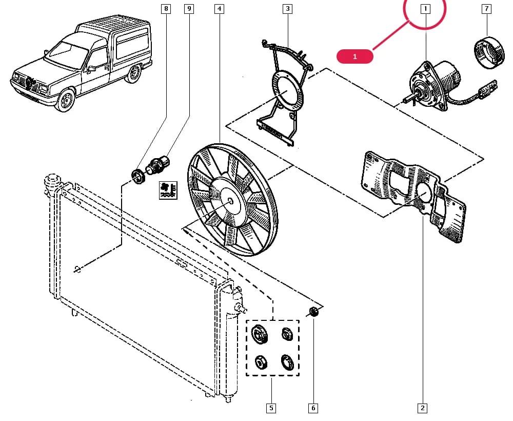 Vehicle fabrication number >= MOD9109 — F401 — Upholstery - Electricity › 87 Electrical assistance apparatus / Fan