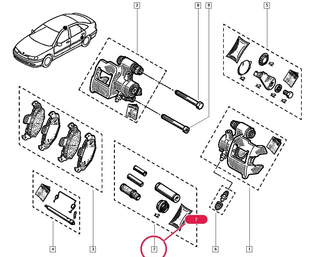 Vehicle fabrication number >= 970127, Equipment level = E5; Additional to equipment level = LCL, Equipment level = E3; Equipment level = E5; Additional to equipment level = IMA, Equipment level = E3; Vehicle fabrication number >= MOD9909, Anti-lock braking system = Yes, Type of climate = Extreme cold climate; Vehicle fabrication number >= MOD9909, Anti-lock braking system = Yes, Type of climate = Extreme cold climate, Equipment level = E1 or Equipment level = E2; Vehicle fabrication number >= MOD9909, Anti-lock braking system = Yes, Type of climate = Extreme cold climate, Additional to equipment level = EXE or Additional to equipment level = SAN913, Equipment level = E3; Vehicle fabrication number >= MOD9909, Type of climate = Extreme cold climate; Vehicle fabrication number >= MOD9909, Type of climate = Extreme cold climate, Equipment level = E2 or Equipment level = E3 or Equipment level = E5; Vehicle fabrication number >= MOD9909, Type of climate = Extreme cold climate, Additional to equipment level = AZE or Additional to equipment level = SAN913, Equipment level = E3; Vehicle fabrication number >= MOD9909, Type of climate = Extreme cold climate, Additional to equipment level = SAN913, Equipment level = E3 — 556B — Manual › 34 Rear non-bearing elements / Brake calipers