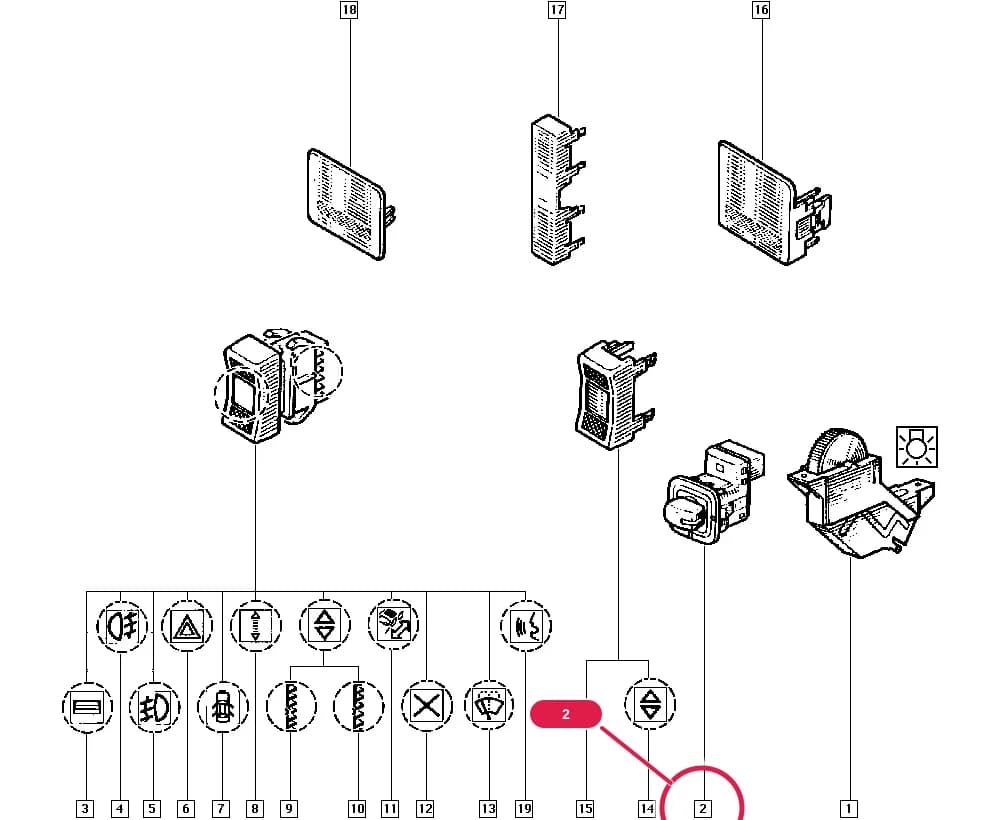B484 — Upholstery - Electricity › 84 Controls - Signalling / Switches