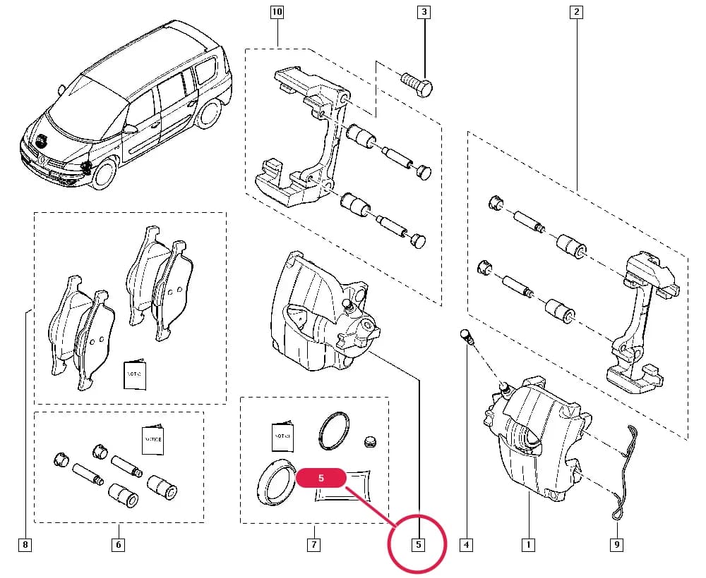 JK01 — Manual › 32 Non bearing front elements / Brake calipers