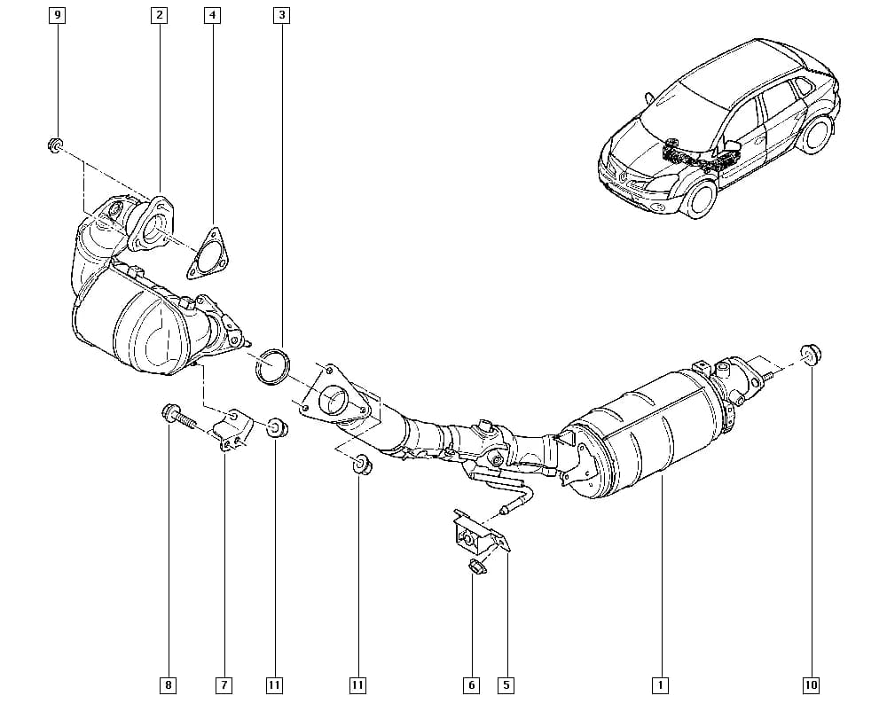 HY0B — Manual › 19 Cooling system - Reservoirs - Exhaust system - Engine mounting / Exhaust system
