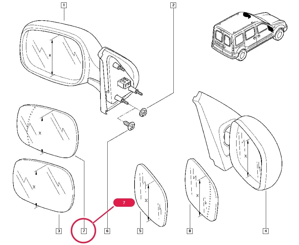 FC01 — Bodywork › 56 Various external accessories / Internal and external rear view mirrors