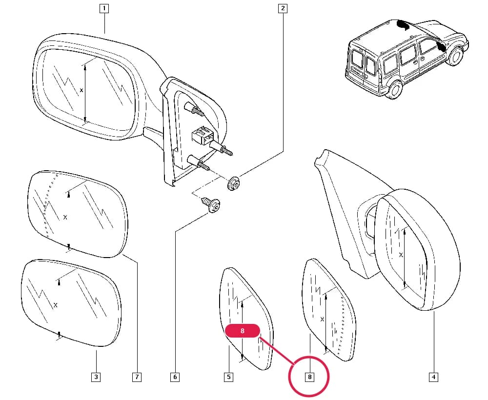 FC01 — Bodywork › 56 Various external accessories / Internal and external rear view mirrors