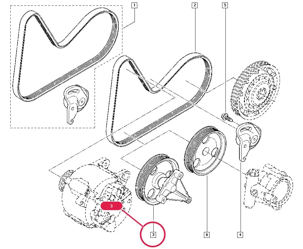 BHML — Manual › 15 Accessory mounting support / Tensioner - Belt
