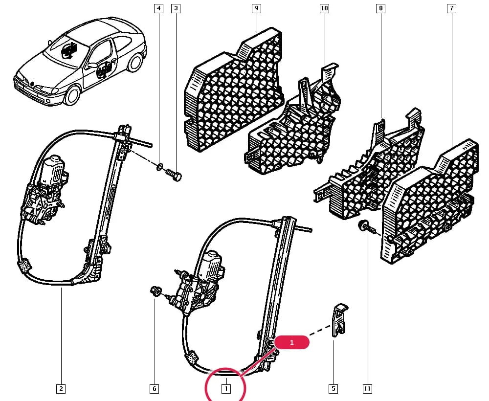 DA03 — Bodywork › 50 Mechanisms / Electric windows